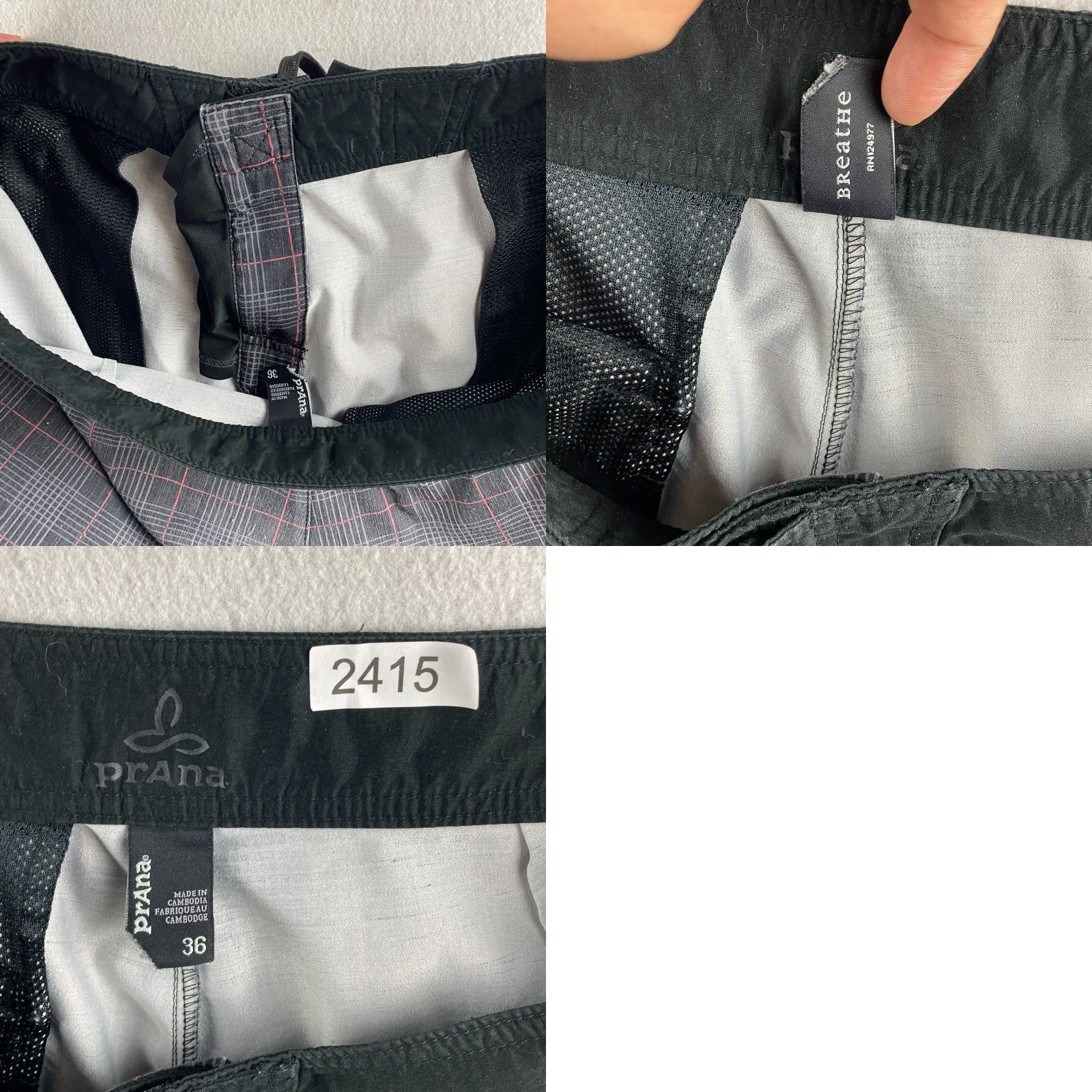 Prana Prana Boardshorts Mens 36 Black Plaid Drawstring Pockets Surf Beach Board Shorts Size US 36 / EU 52 - 11 Thumbnail