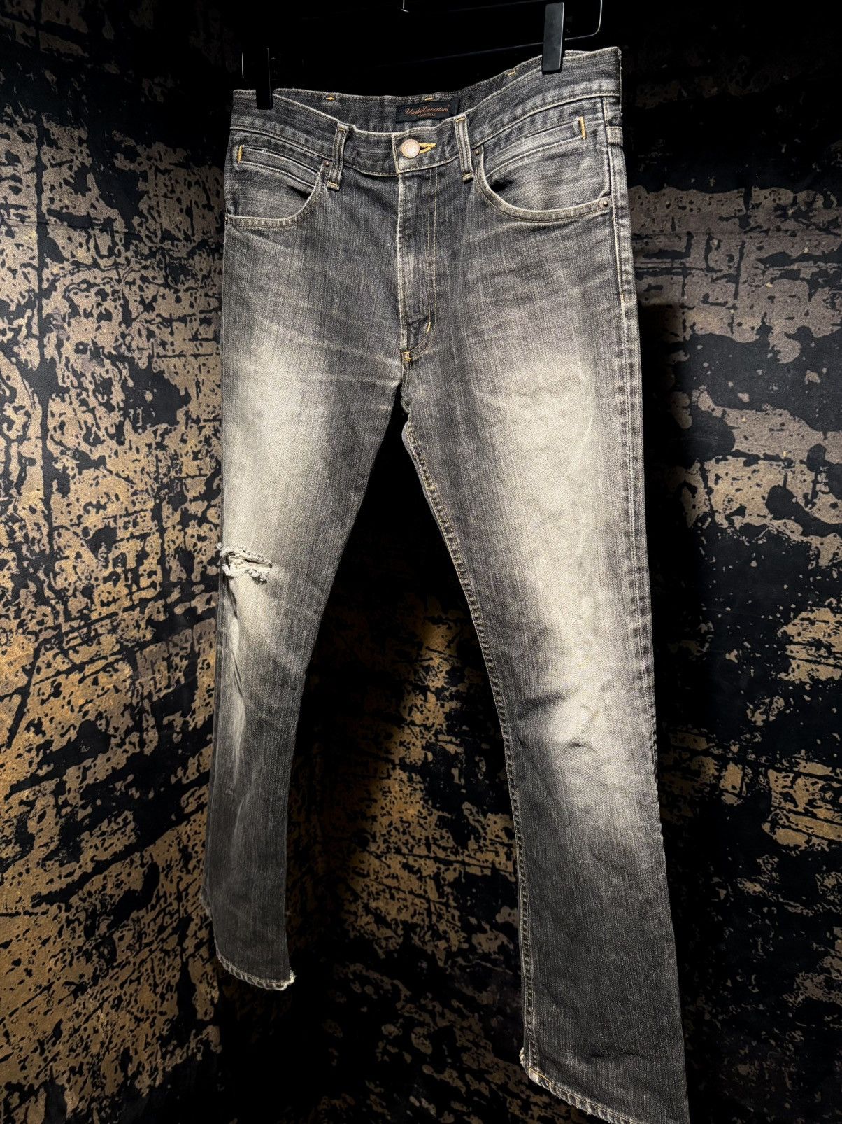 Undercover Undercover SS2003 “Scab” Giz Print Bootcut Denim – Grey Wash Size US 30 / EU 46 - 1 Thumbnail