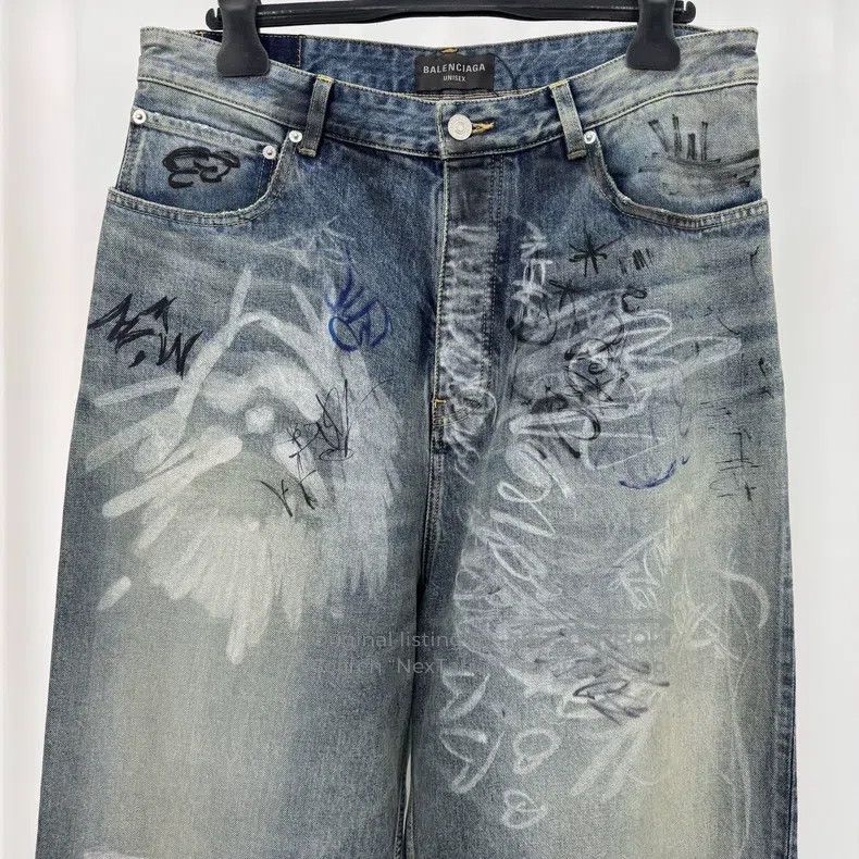 Balenciaga Balenciaga size M Spray-Paint Graffiti Denim Pants Size US 27 - 3 Thumbnail