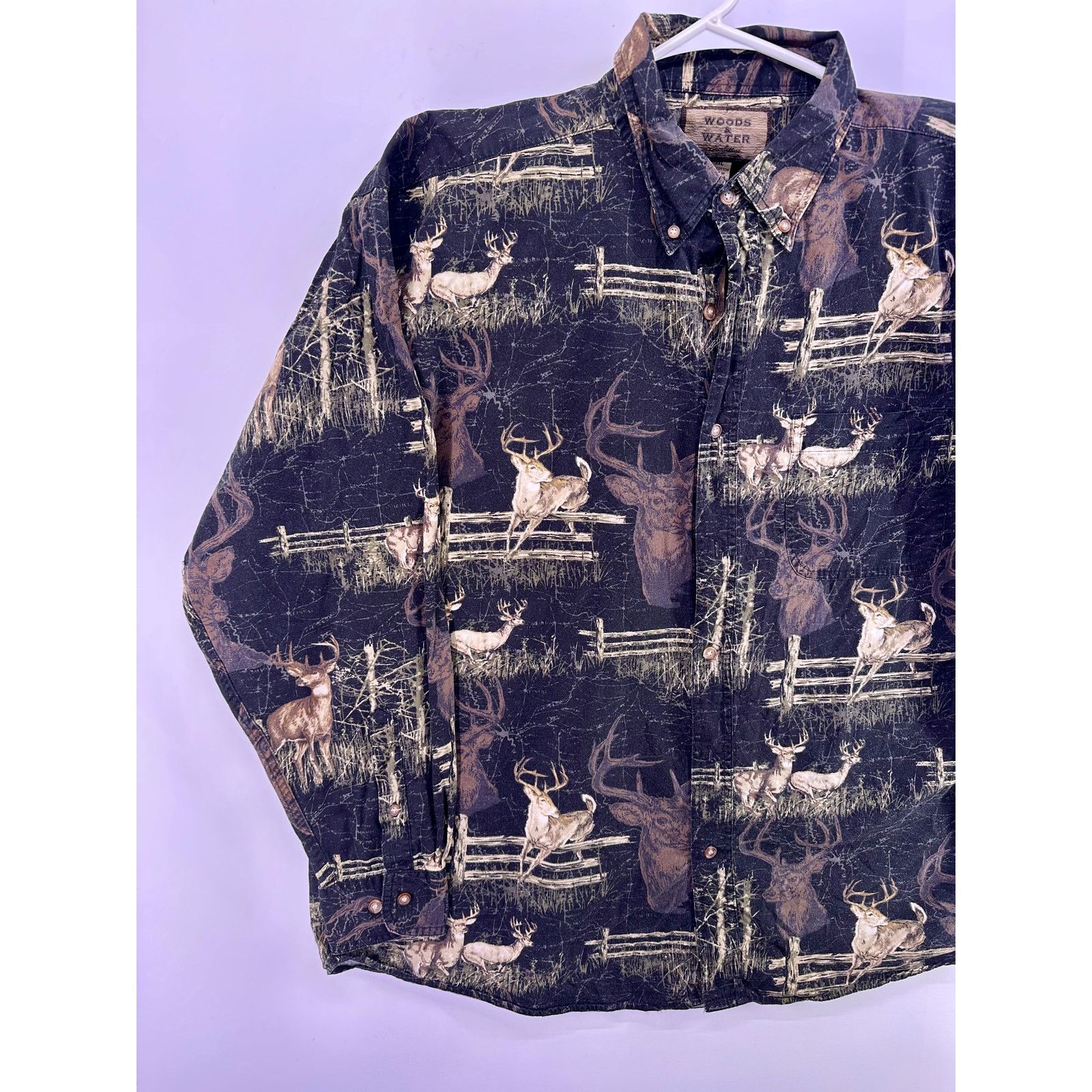 & Other Stories Woods & Water Button Down Shirt Mens Size 2XL Buck All Over Size US XL / EU 56 / 4 - 3 Thumbnail