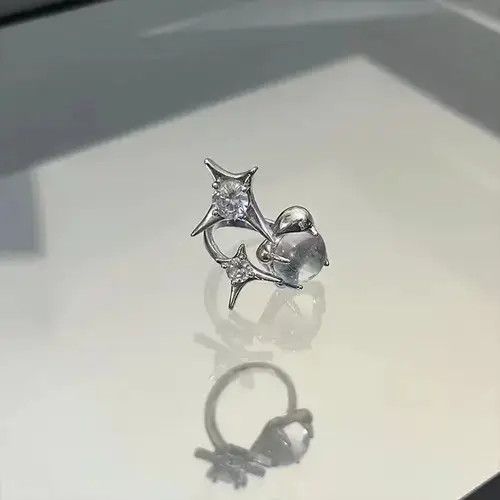 Handmade × Jewelry Abstract Ring Stone Silver Modern Star Art Psychedelic Size ONE SIZE - 2 Thumbnail