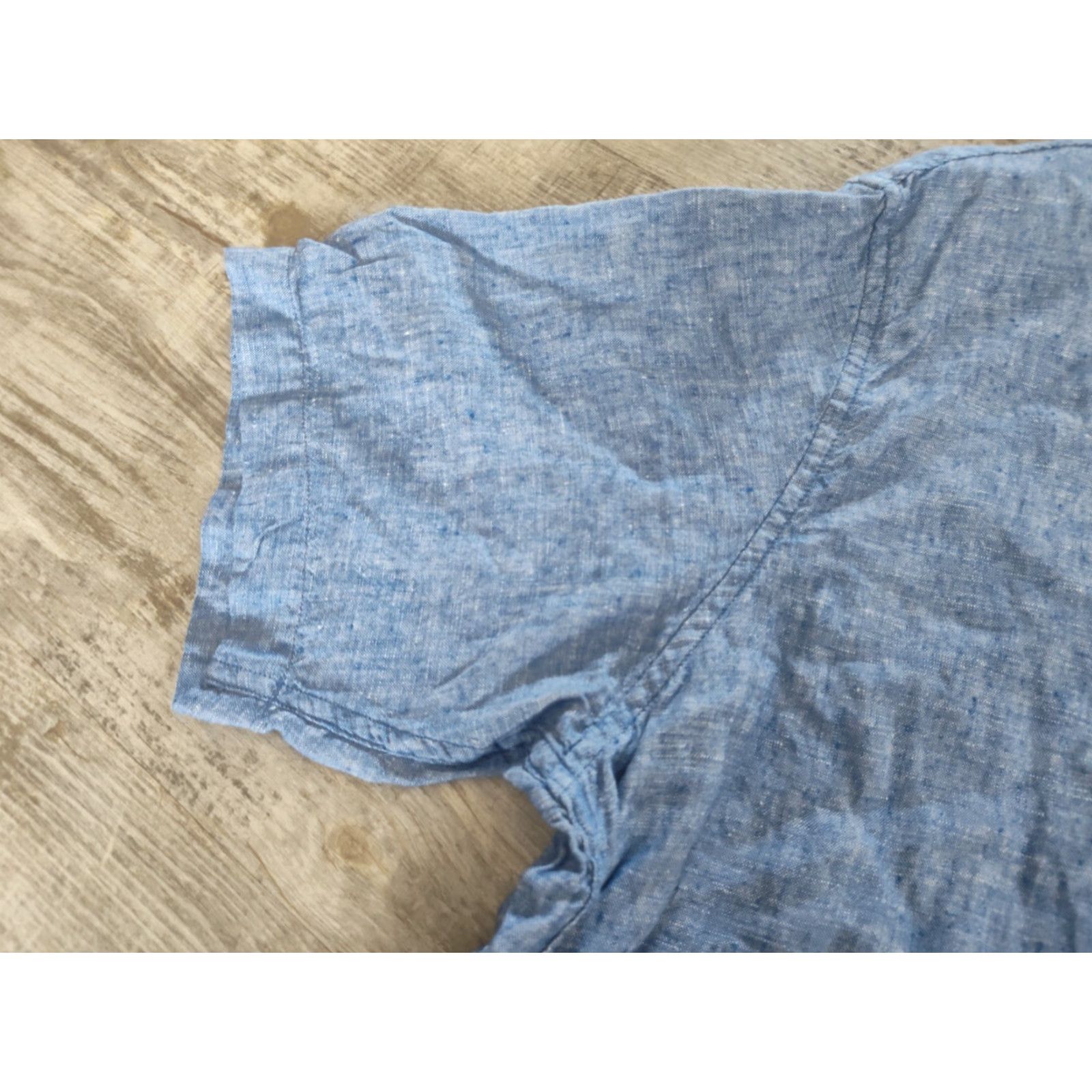 Lands' End VINTAGE Lands' End Men's Linen Shirt Short Sleeve Casual Spring Summer Blue Size L Size US L / EU 52-54 / 3 - 6 Thumbnail