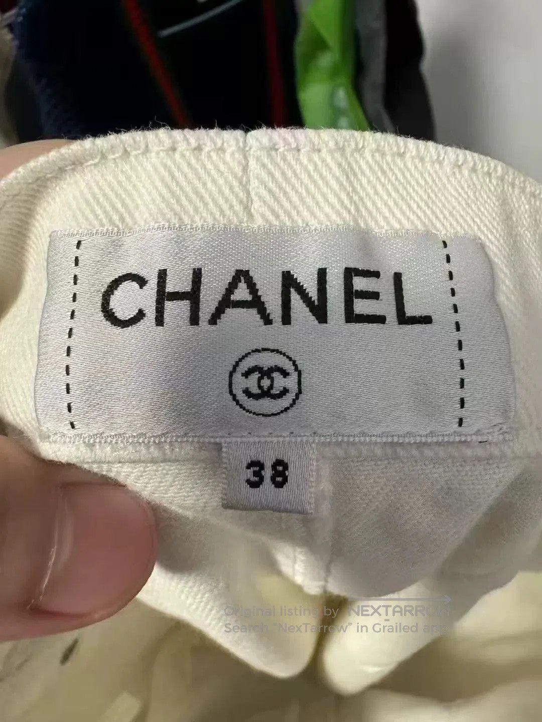Chanel Chanel White Denim Skirt. Size 37" - 3 Thumbnail