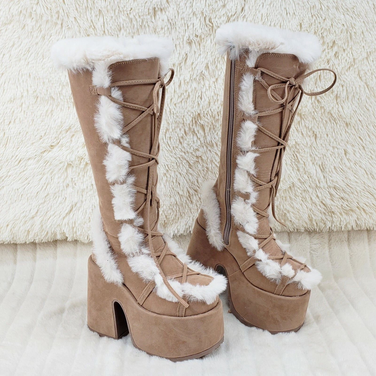 Demonia Cult DEMONIA Camel 311 Stacked Tan Mammoth Platform Goth Punk Go Size US 6 / IT 36 - 3 Thumbnail