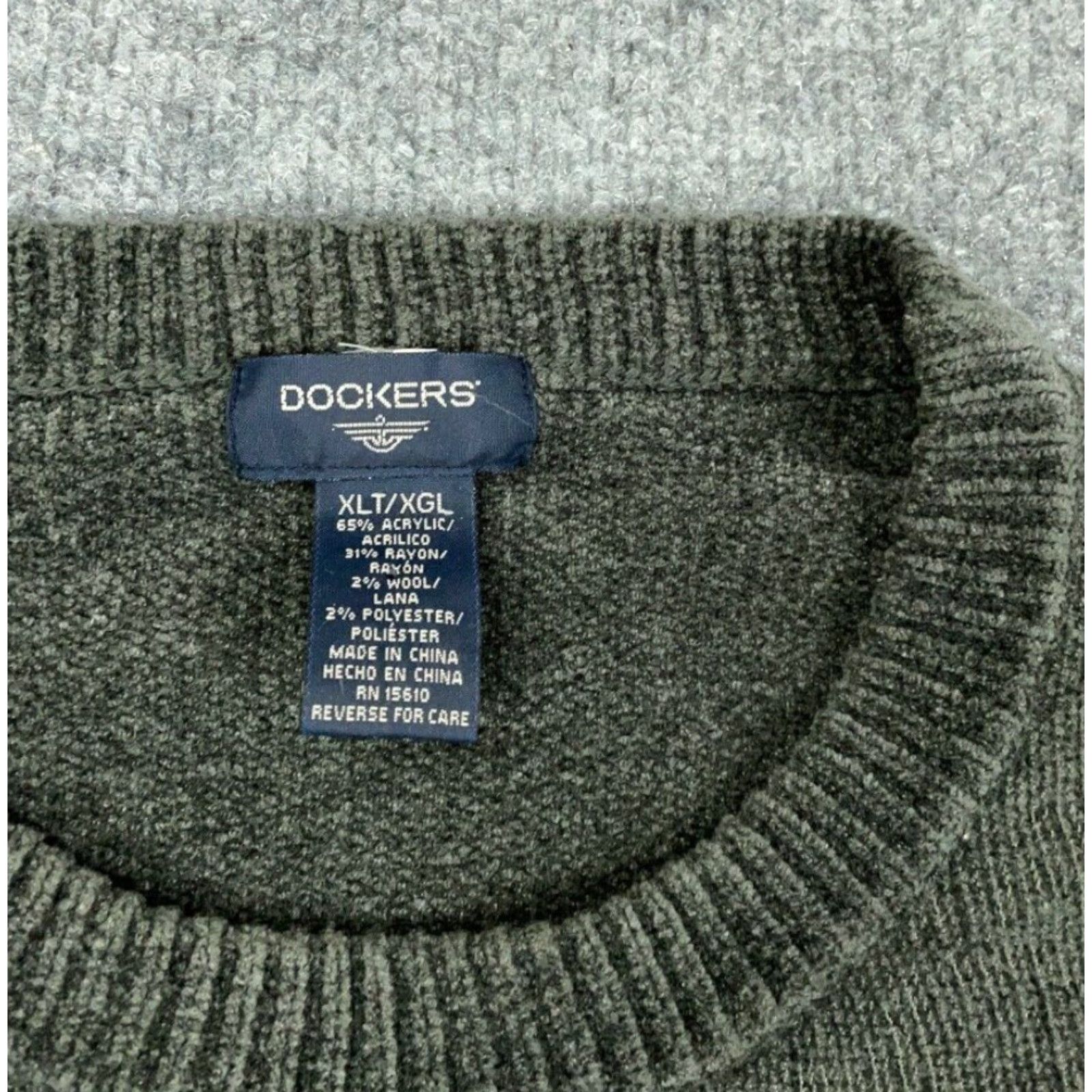 Dockers VINTAGE Dockers Sweater Adult XL Tall Gray Geometric Pattern Lightweight Pullover Crew Neck Knit 90s Dad Retro Mens Size US XL / EU 56 / 4 - 3 Thumbnail