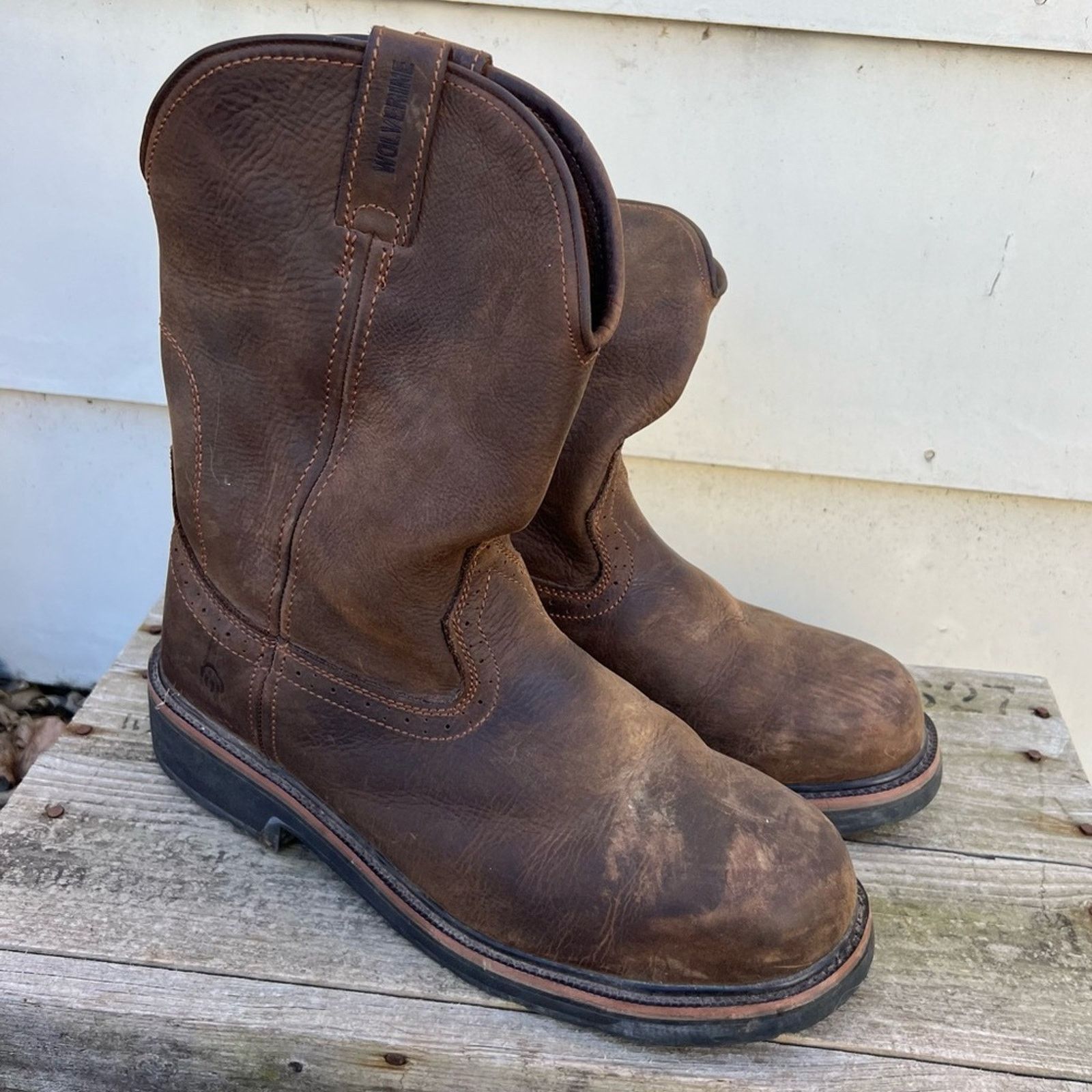 Wolverine Wolverine Rancho Wellington Leather Steel Toe Work Boots 12M Size US 12 / EU 45 - 1 Thumbnail