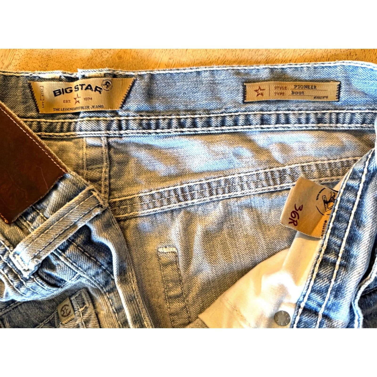 Vintage VINTAGE Buckle Big Star Pioneer Jeans Boot Cut Men 36x32 Blue Denim 100% Cotton Regular Inseam 32 Size US 36 / EU 52 - 5 Thumbnail