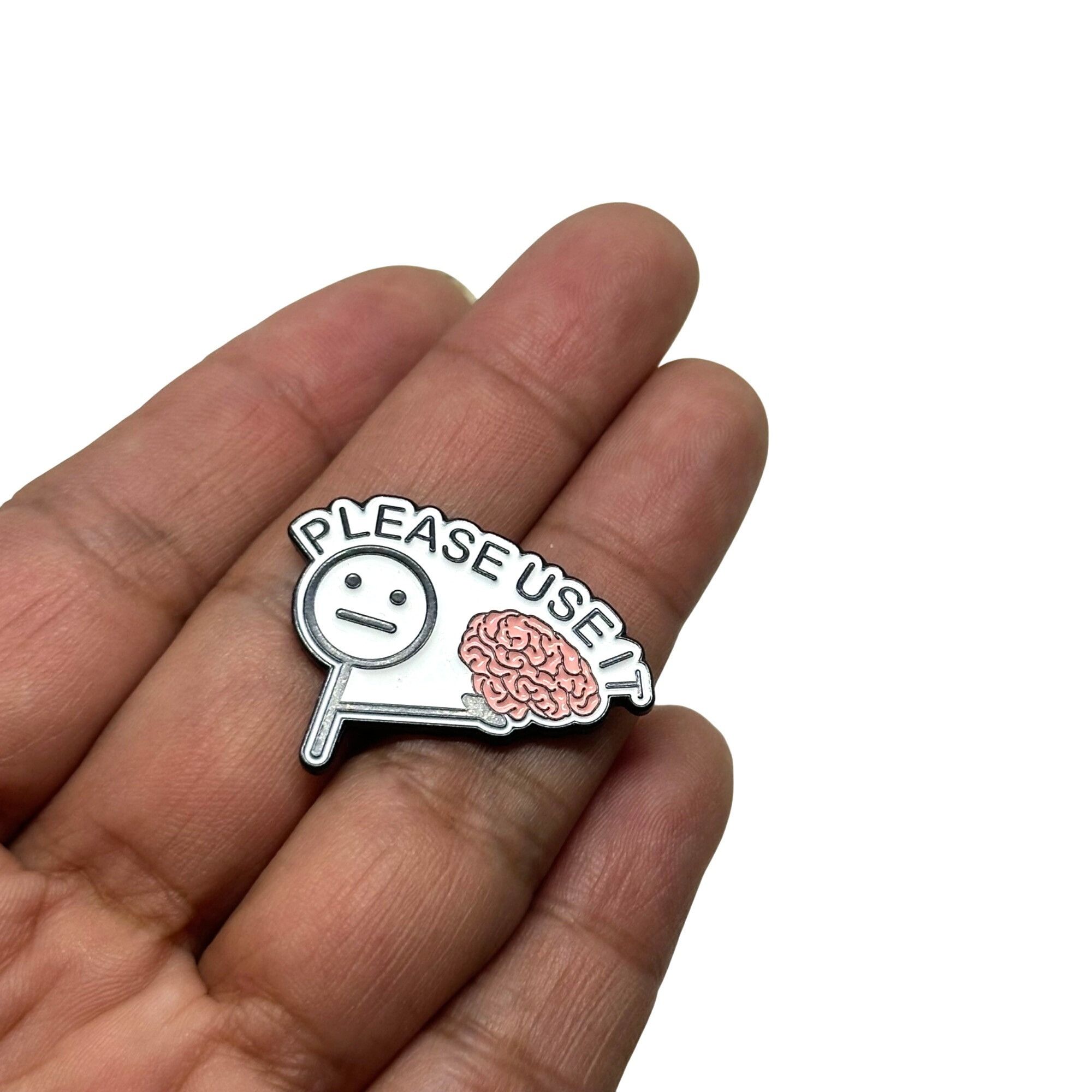 Other ⭐"Please Use It" Enamel Pin Broch With Brain Design Fun & T Size ONE SIZE - 3 Thumbnail