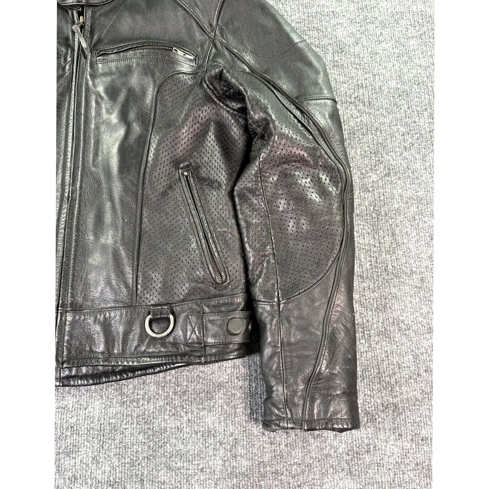 Harley Davidson Harley-Davidson Motorcycle Jacket Mens Medium Black Leather Perforated Paded Size US M / EU 48-50 / 2 - 3 Thumbnail