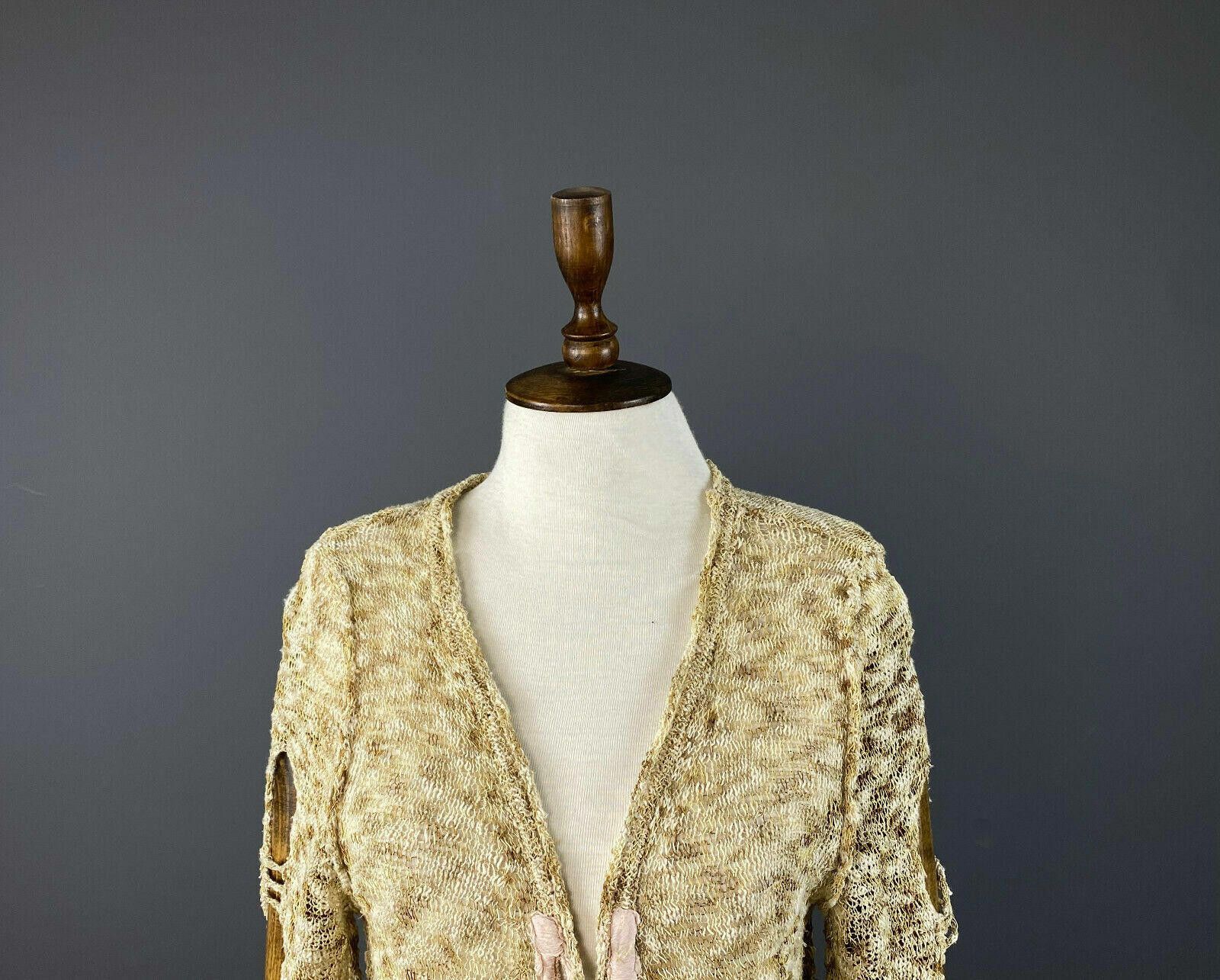 Designer Elisa Cavaletti Sono Italiano Beige Knit Sweater Cape M L Size M / US 6-8 / IT 42-44 - 2 Thumbnail