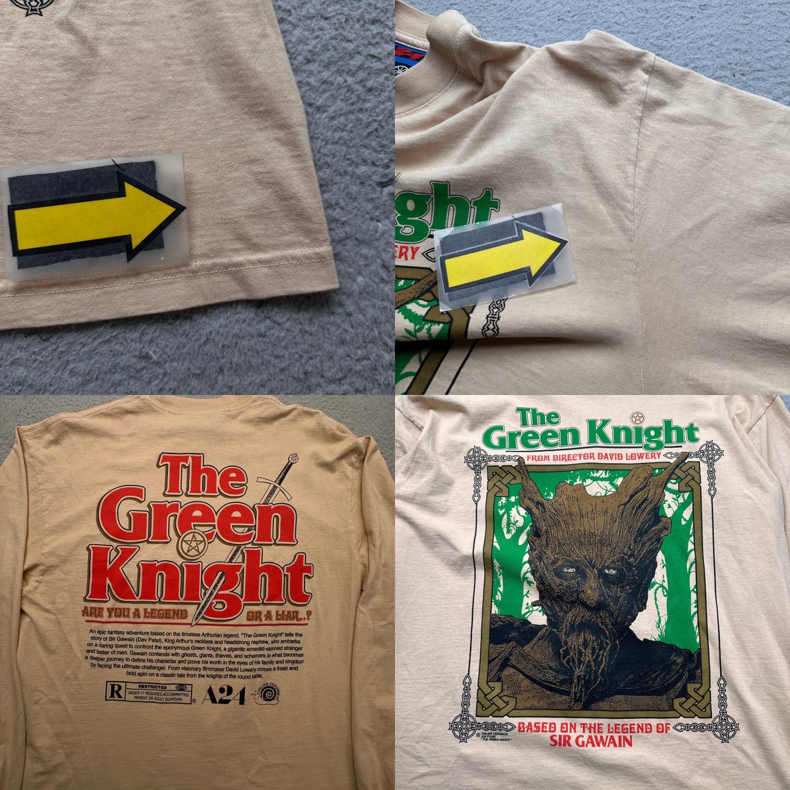 Vintage A24 The Green Knight Long Sleeve T-Shirt Mens Large Beige Shirt Mens L Beige Size US L / EU 52-54 / 3 - 8 Thumbnail