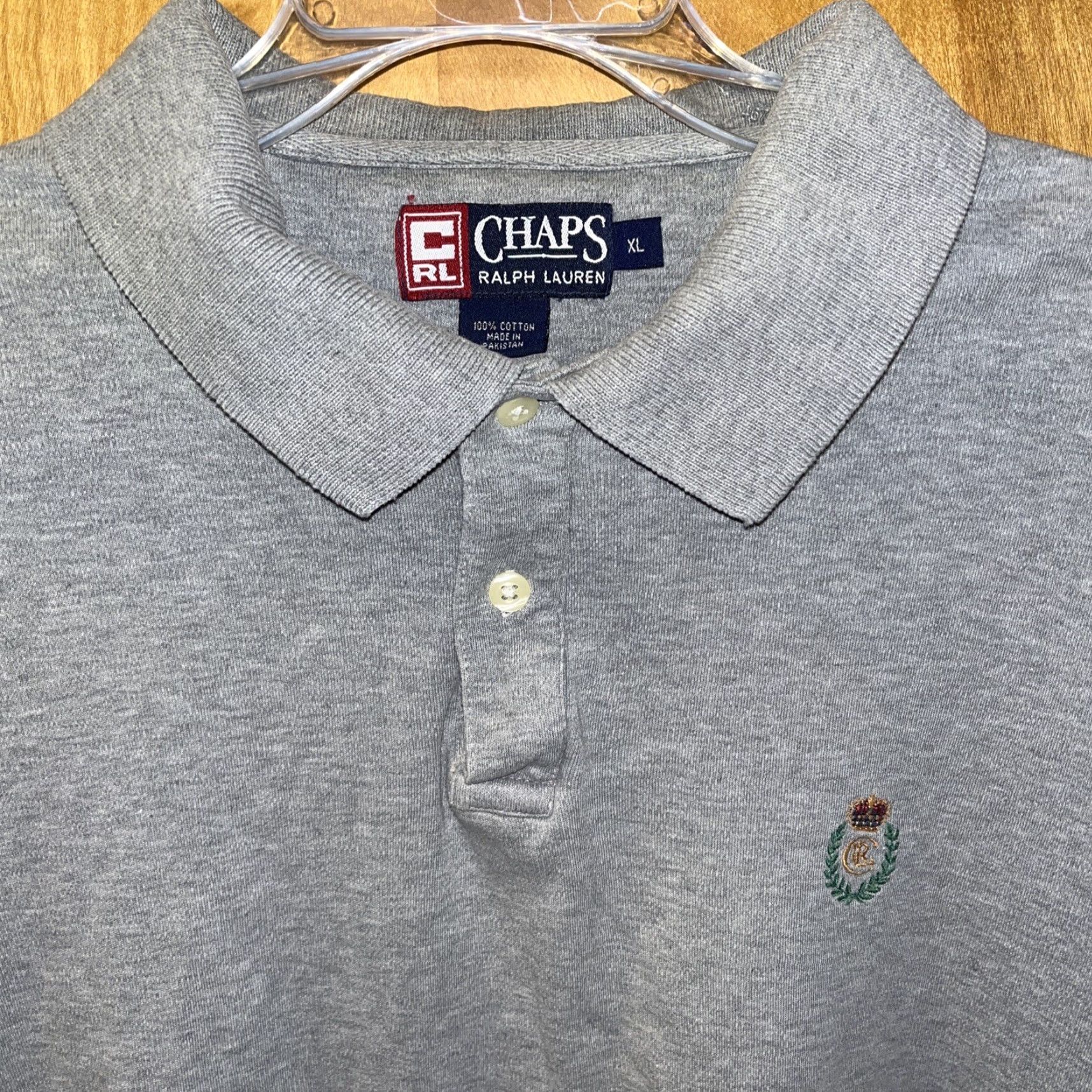 Ralph Lauren VINTAGE Ralph Lauren Chaps Polo Shirt Men XL Gray Cotton Casual Logo 90s Size US XL / EU 56 / 4 - 2 Thumbnail