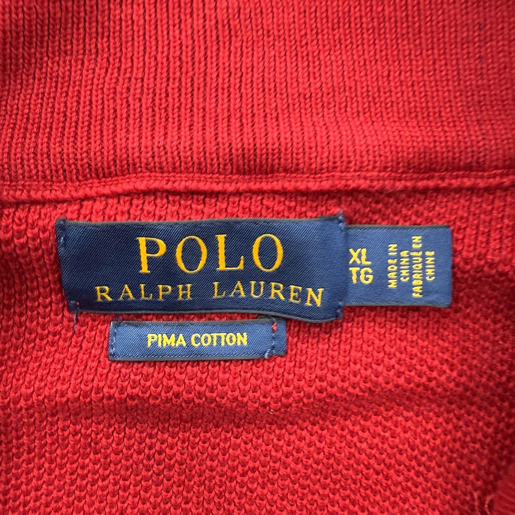 Polo Ralph Lauren VINTAGE Polo Ralph Lauren Sweater Mens XL Red Half Zip Pima Cotton Mock Neck Pullover Size US XL / EU 56 / 4 - 3 Thumbnail