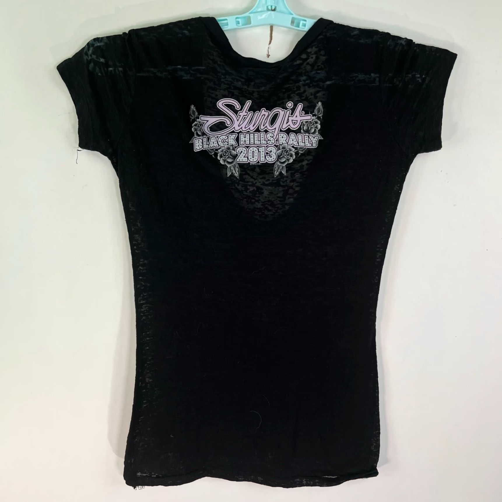 Vintage Sturgis Black Hills Rally Lace Top Womens Size L Black Purple - Shirt - Women - L - Black - Purple - Biker - Classic - Motorcycle Size L / US 10 / IT 46 - 5 Thumbnail