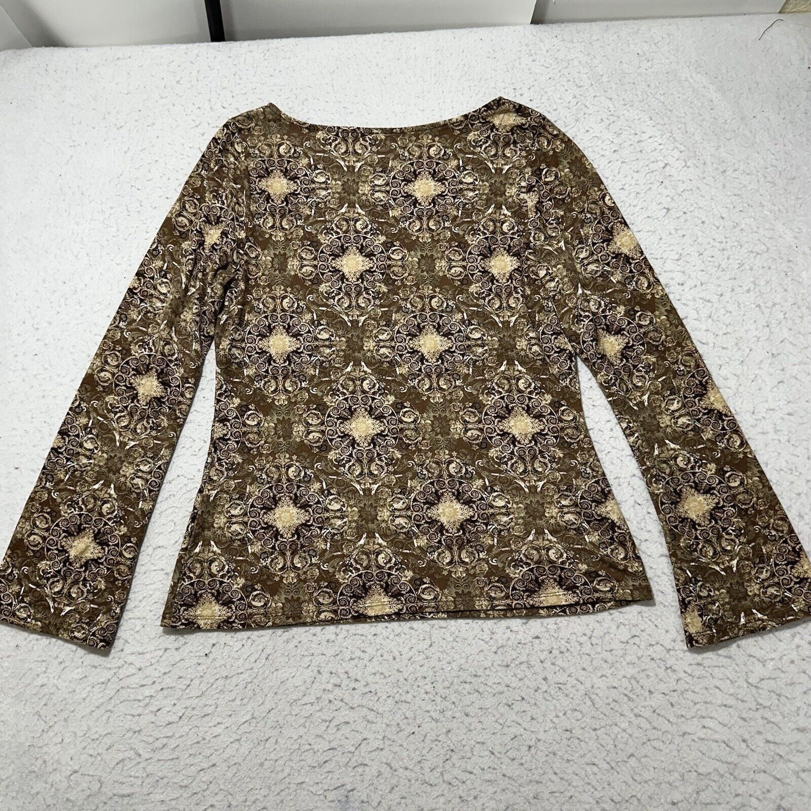 Other Axcess Medium Brown Paisley Floral Long Sleeve T Shirt Top Size M / US 6-8 / IT 42-44 - 9 Thumbnail