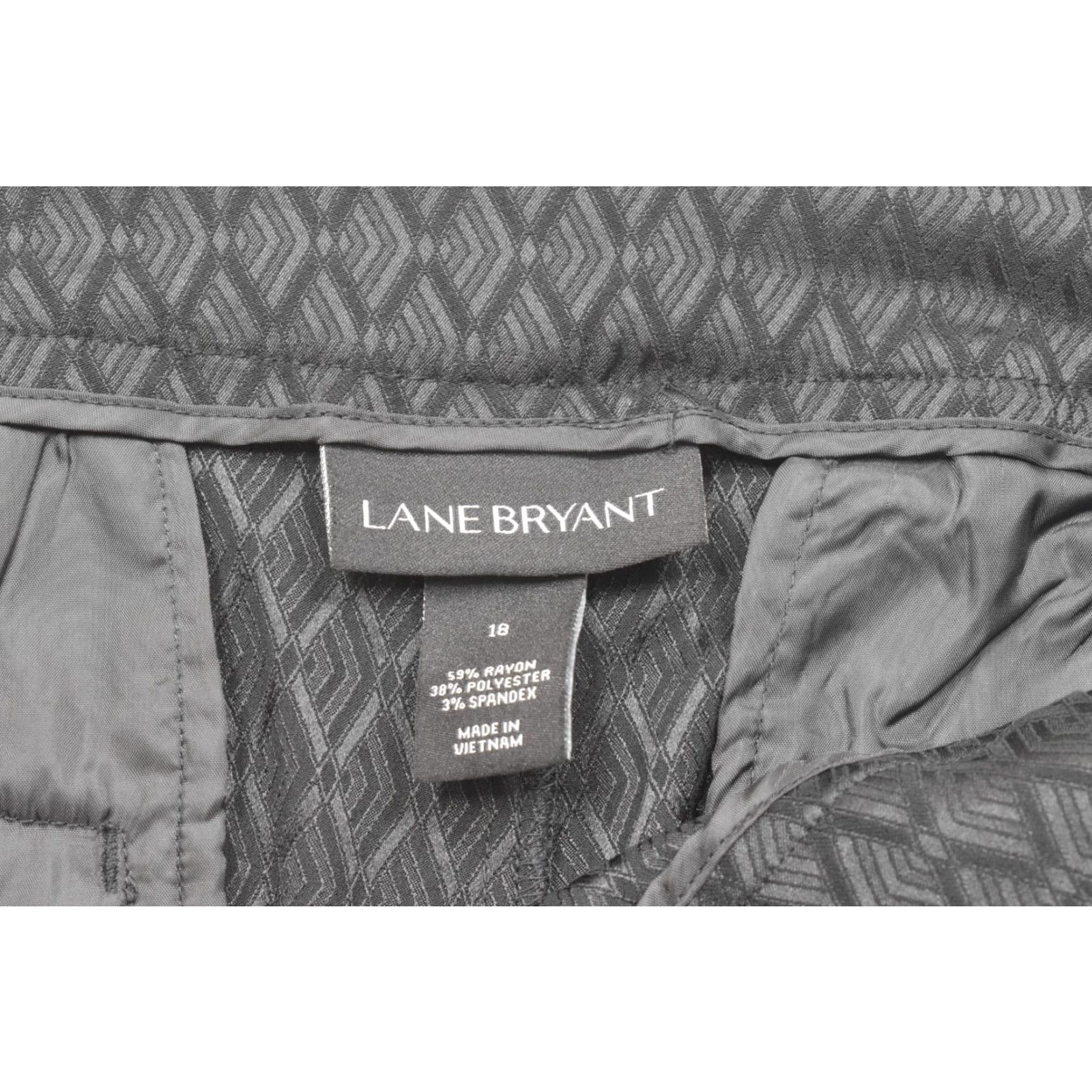 Vintage Lane Bryant Pants 18 Women Black Geometric Diamond Textured Flat Front Dress Pants Regular Plus Size Ladies Mens Womens Size 40" / US 18 - 5 Thumbnail