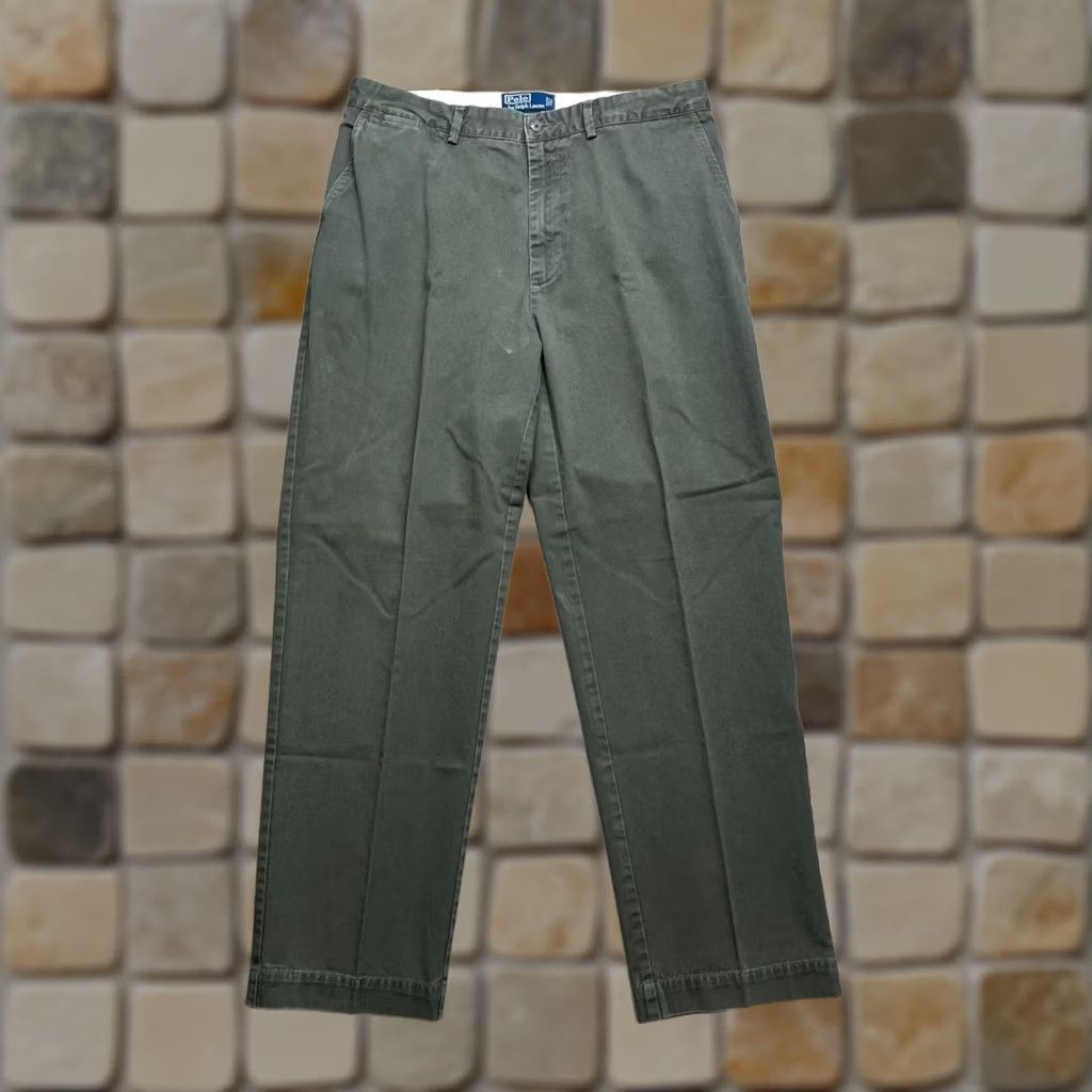 Polo Ralph Lauren VINTAGE Polo Ralph Lauren Chinos Green trousers 34x30 flat front Size US S / EU 44-46 / 1 - 1 Thumbnail