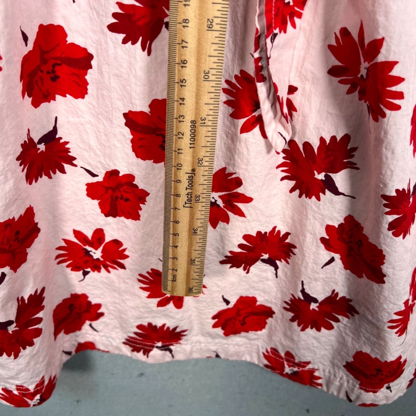 Vintage Free Assembly Floral Midi Dress Shirt Dress? (Pink) 100% Cotton, V-Neck, Ruffle-Sleeve, A-Line, Spring/Summer, Women, Size M Size M / US 6-8 / IT 42-44 - 7 Thumbnail