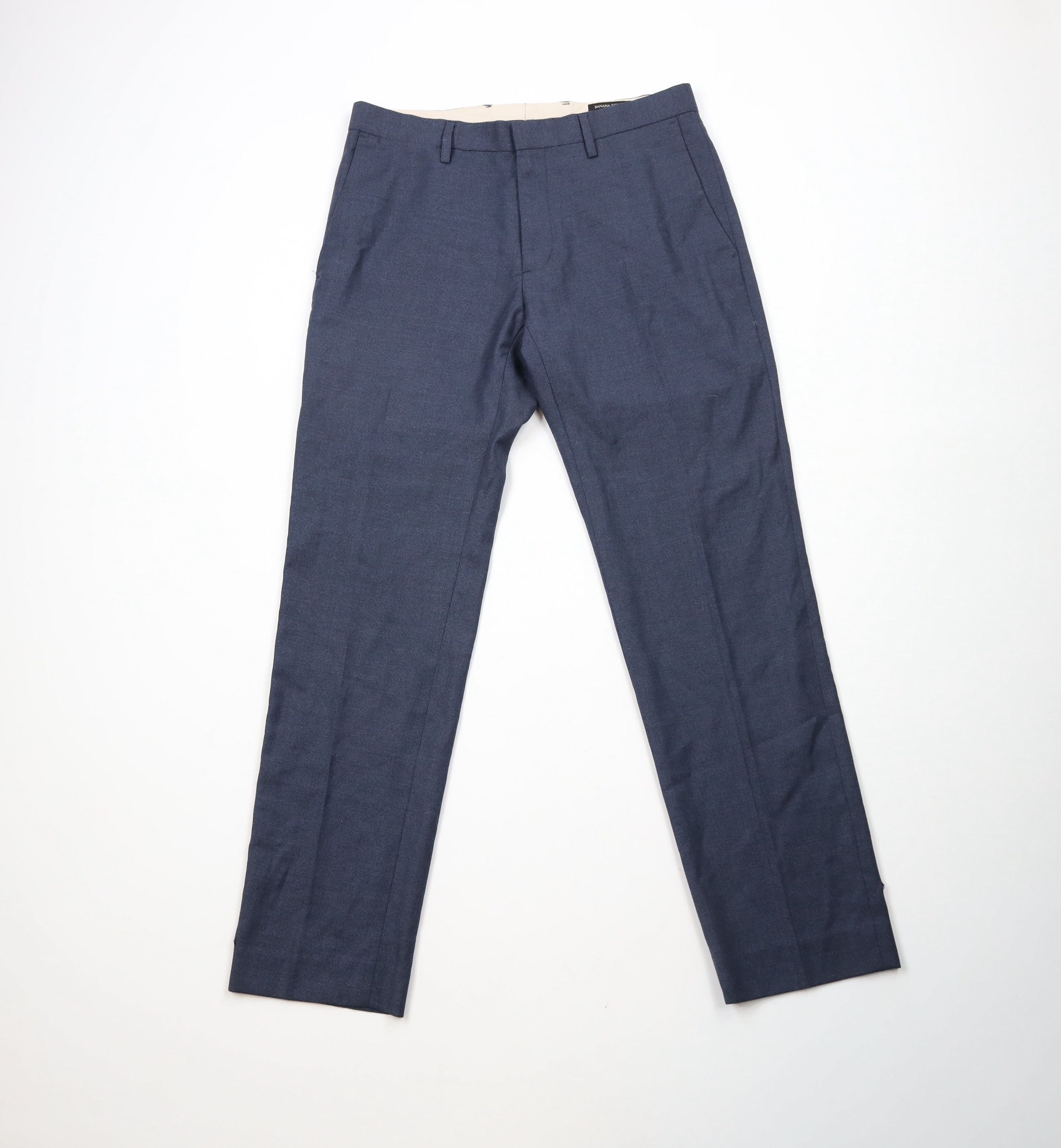 Express × Vintage Express Slim Fit Wool Chinos Chino Pants Trousers Blue Size US 31 - 1 Thumbnail