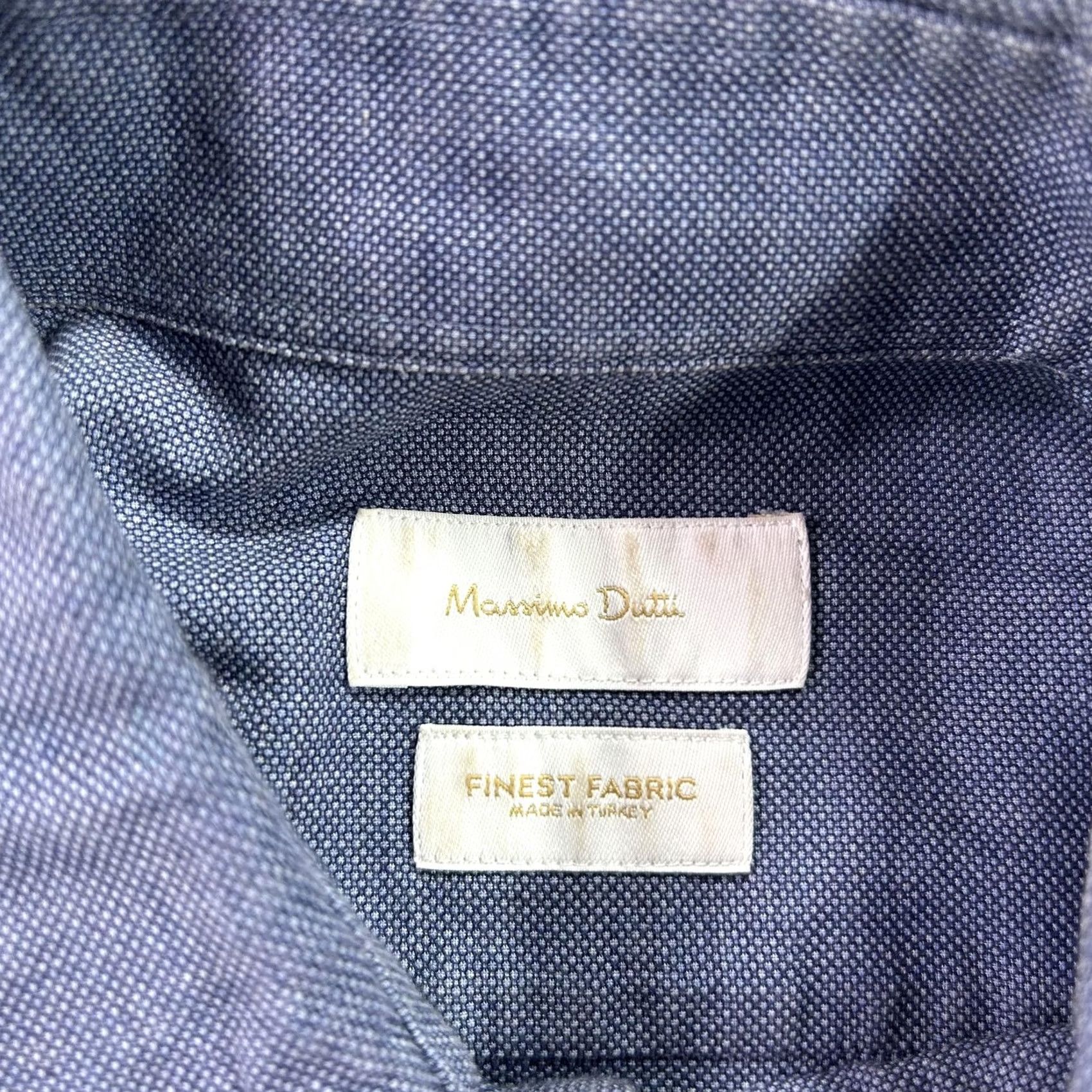 Massimo Dutti Massimo Dutti Shirt Mens M Blue 100% Cotton Long Sleeve Dress Shirt Dress Shirt Mens Medium Blue Solid Textured All Seasons Business Casual Mens Size 40R - 4 Thumbnail