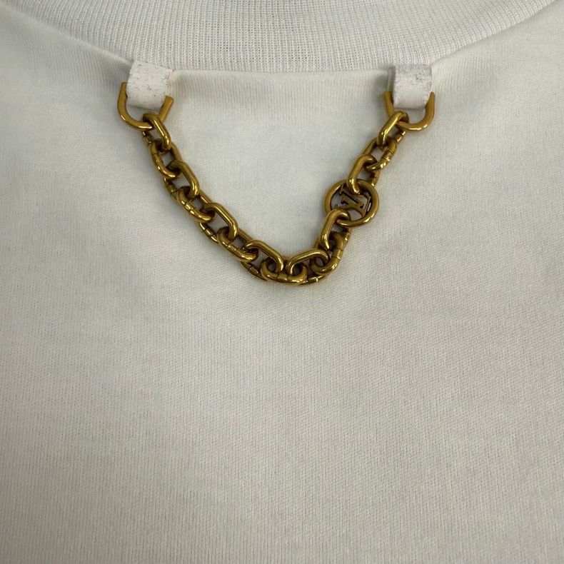 Louis Vuitton Louis Vuitton White chain logo short sleeve T-shirt 2505-Ne Size US L / EU 52-54 / 3 - 7 Thumbnail