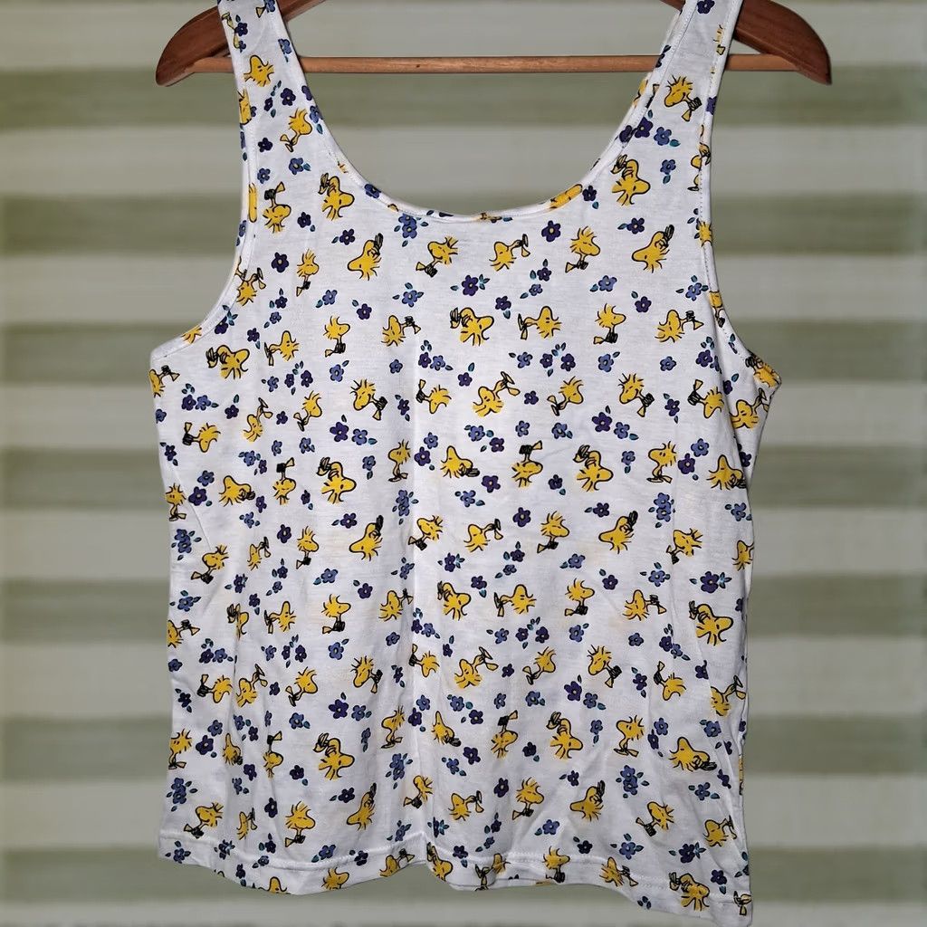 Peanuts VINTAGE Peanuts Snoopy Woodstock Tank Top Women M Purple Flowers Undershirt Size M / US 6-8 / IT 42-44 - 1 Thumbnail
