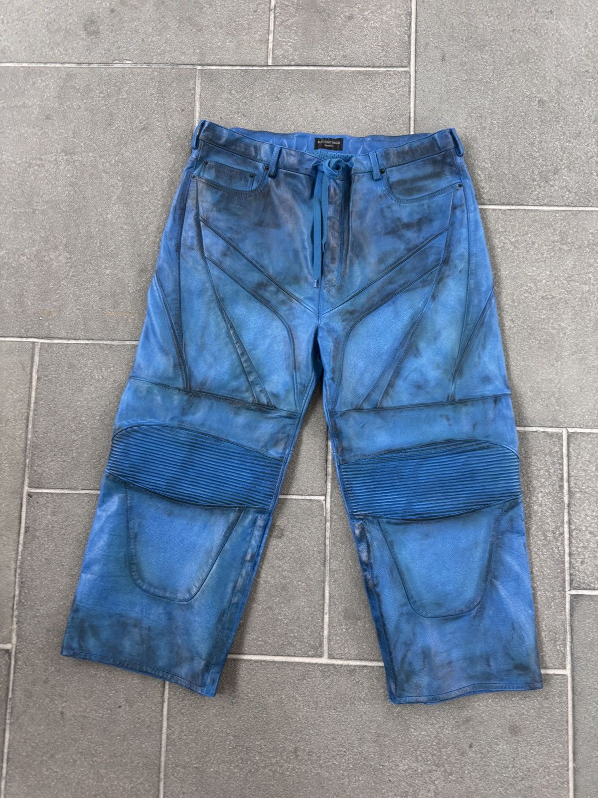 Balenciaga Balenciaga “mud show” blue leather biker pants Size US 36 / EU 52 - 4 Thumbnail