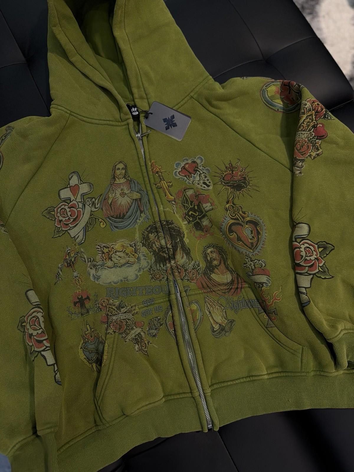 Other XXL- We Are Righteous Green Zip Up Jesus Hoodie Size US XXL / EU 58 / 5 - 6 Thumbnail