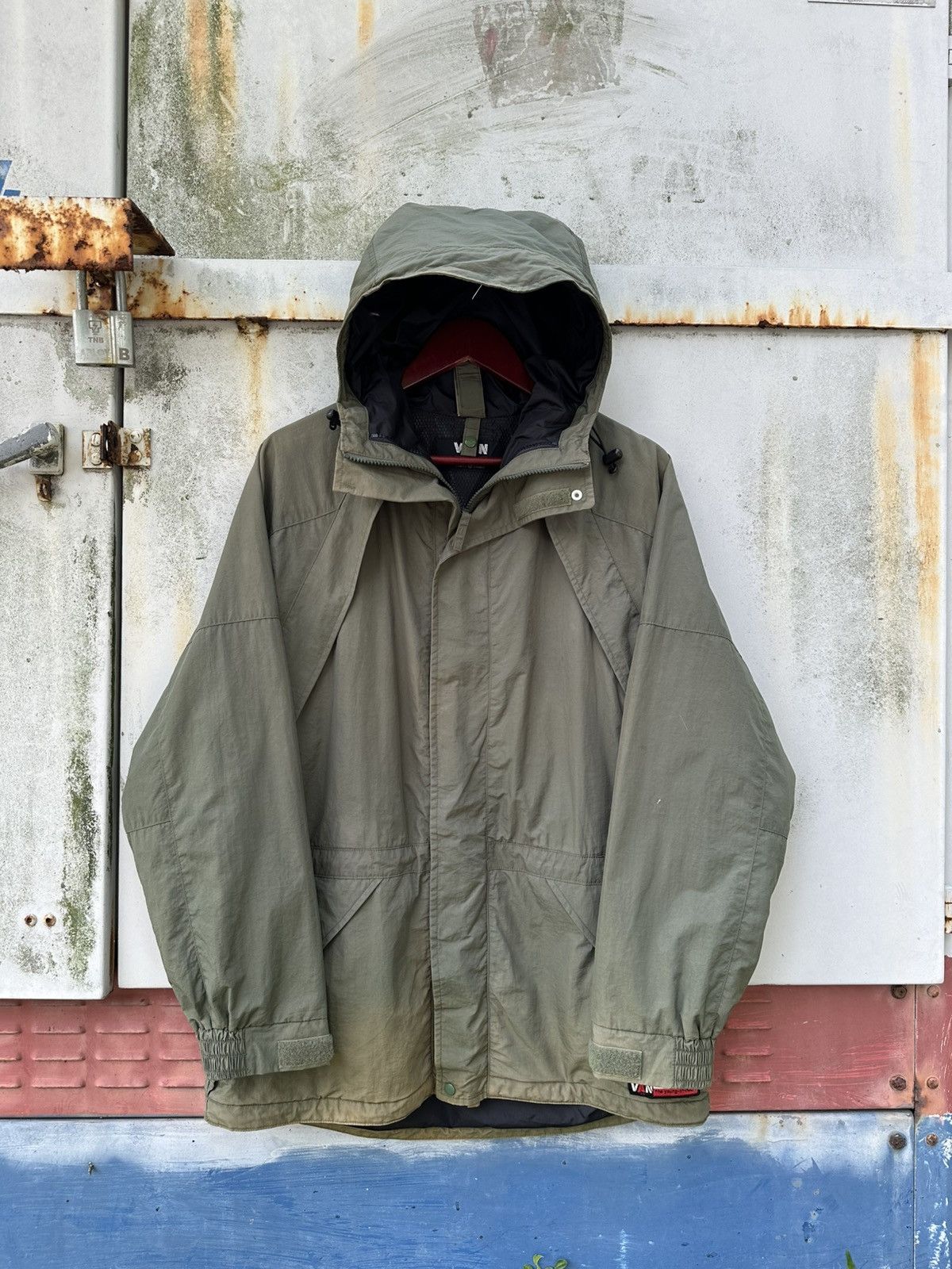 Vintage 👹Vintage Faded Van Sport Hooded Utility Jacket Size US L / EU 52-54 / 3 - 2 Thumbnail
