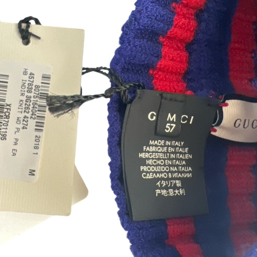 Gucci GUCCI Blue and Red Wool Headband w/ Tags and Box, M57 Size ONE SIZE - 9 Thumbnail