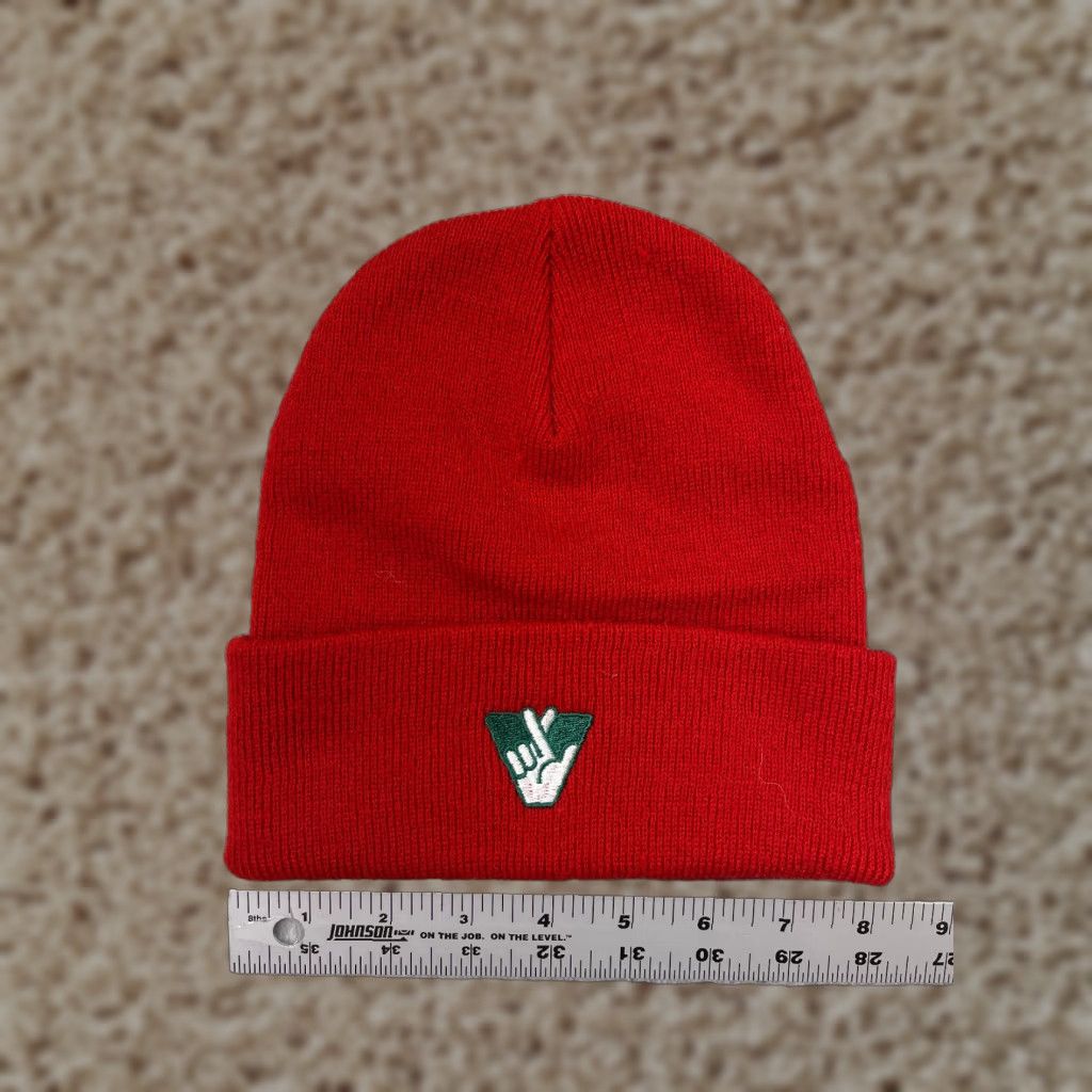Port & Company Port & Company Crossed Fingers Beanie Toque Beanie Adult One Size Red Knit Acrylic Hat Mens Size ONE SIZE - 1 Thumbnail