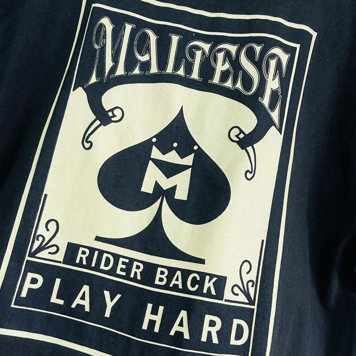 Vintage Faded Black MALTESE Rider Back Play Hard TShirt Size US L / EU 52-54 / 3 - 10 Thumbnail