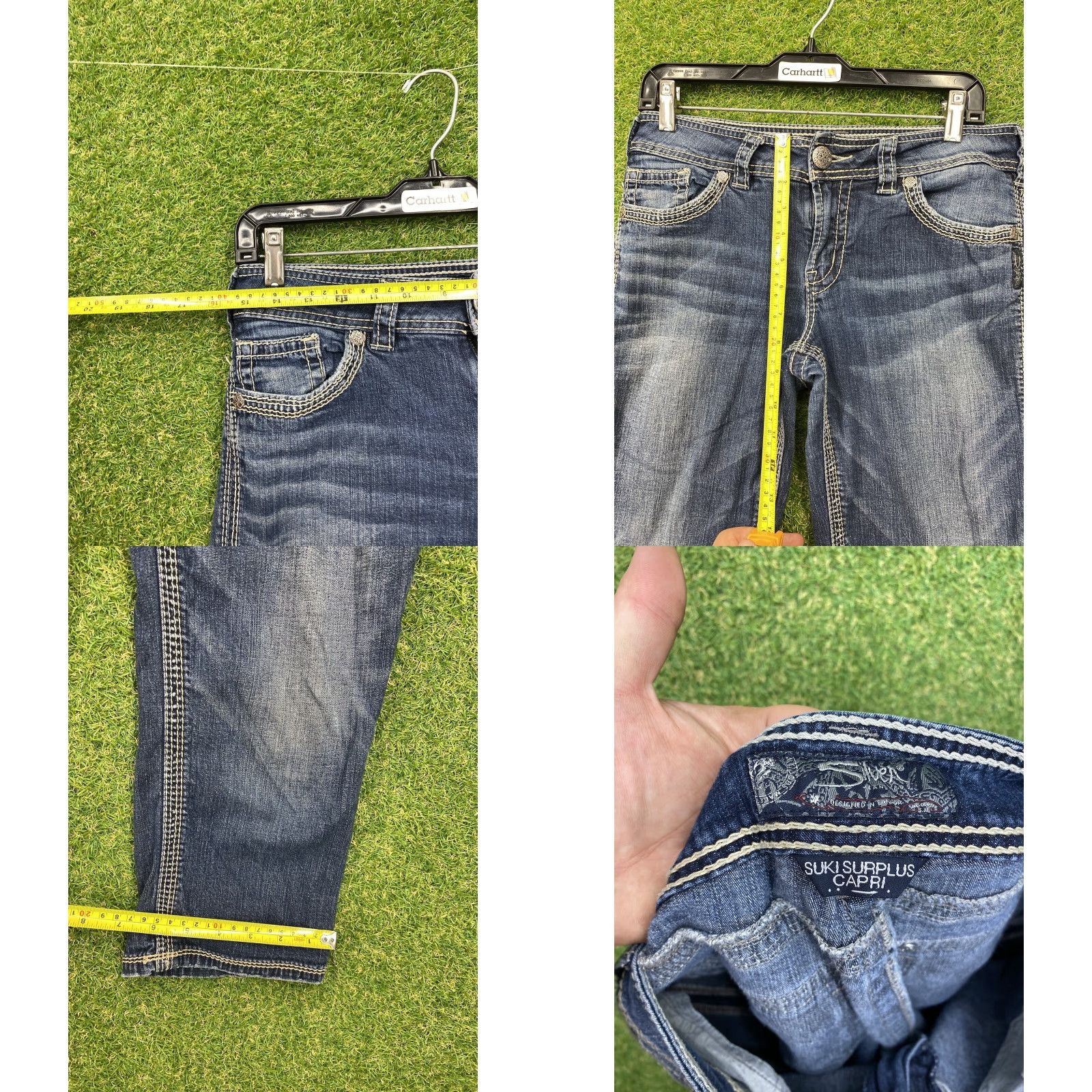 Silver Jeans Co. VINTAGE Silver Jeans Womens Capri Jeans Suki 29 30x20 Dark Wash Blue Stretch Denim 5-Pocket Size 29" - 8 Thumbnail
