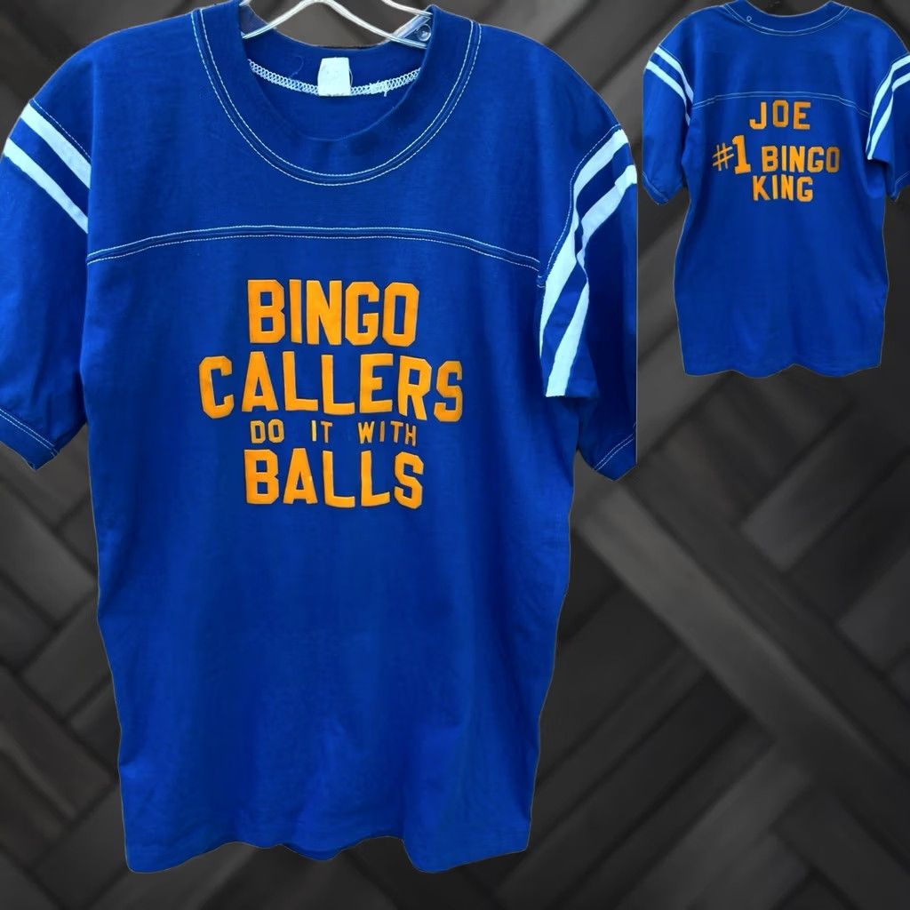 Vintage VINTAGE Bingo Callers Do It With Balls Shirt Joe #1 Bingo King Tee Blue 80s L Mens Player Shirt Size US L / EU 52-54 / 3 - 1 Thumbnail