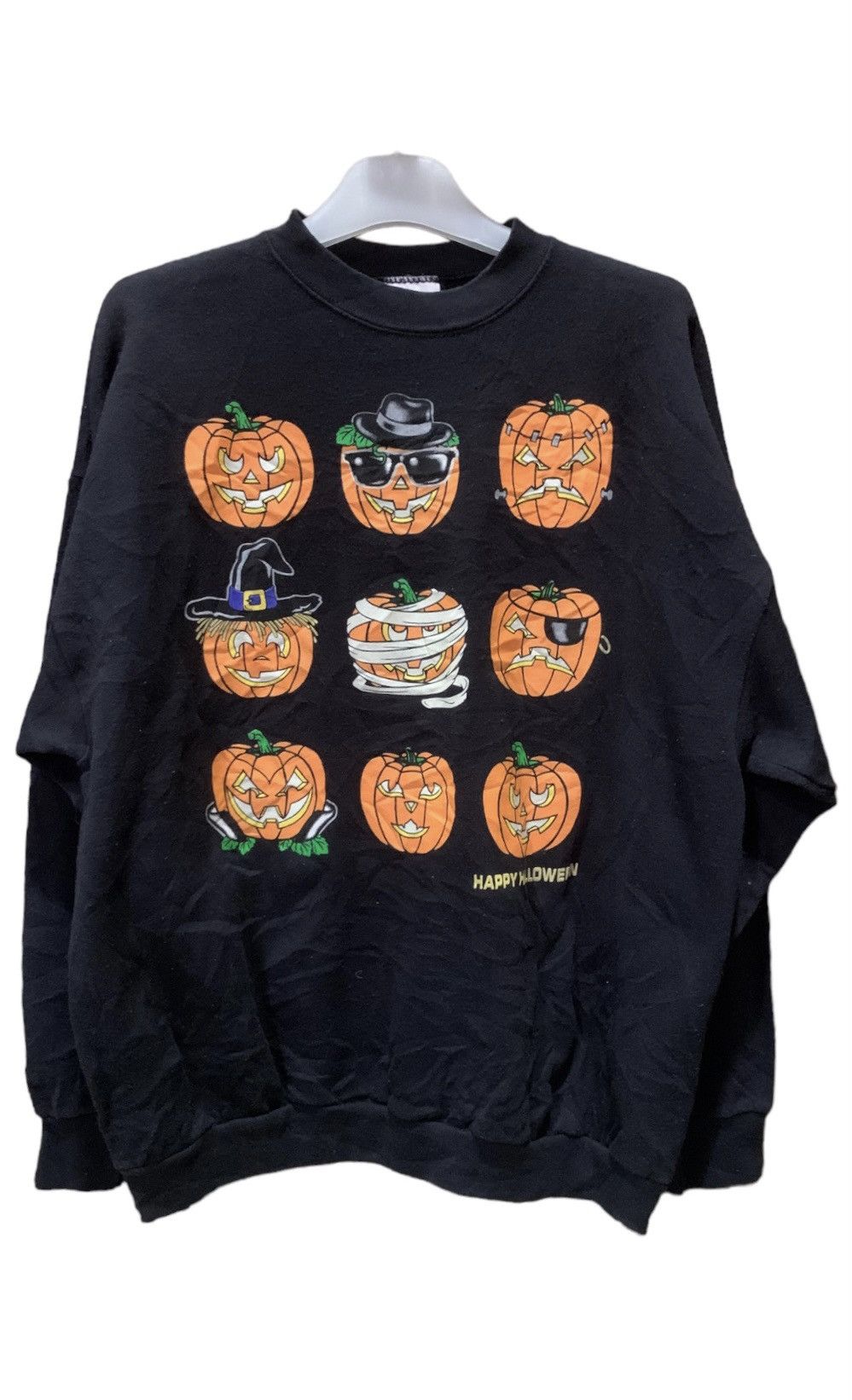 Tultex × Vintage 🔥Rare Vintage 90s Happy Hollowen Sweatshirt Size US XL / EU 56 / 4 - 2 Thumbnail