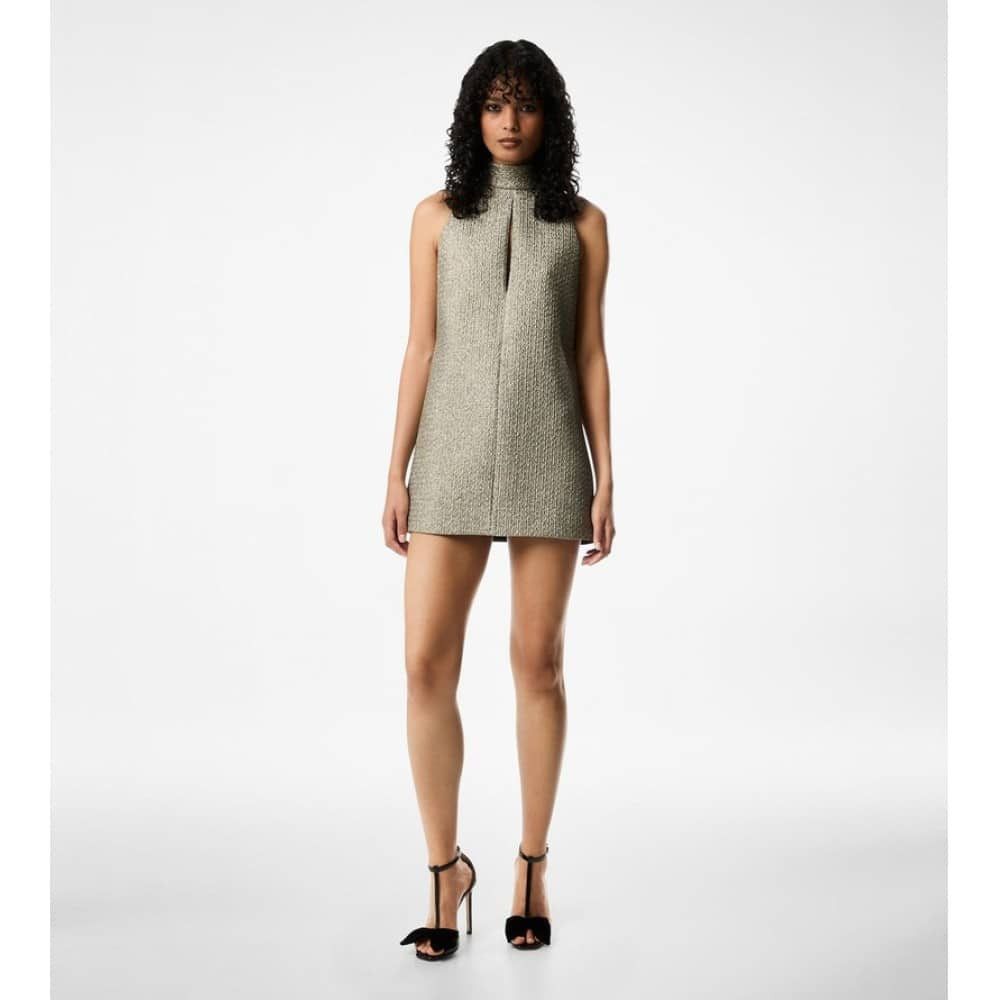 Tom Ford o1loc1c0226 AB3402 Halterneck Mini Cocktail Dress in Silver Size S / US 4 / IT 40 - 3 Thumbnail