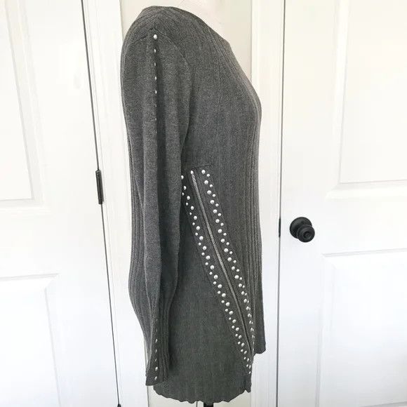 Bar III Zippered Studded Sweater Fall Gift Winter Spring Travel Size XS / US 0-2 / IT 36-38 - 3 Thumbnail