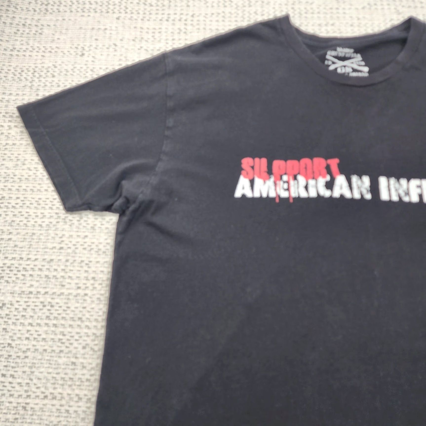 Vintage Grunt Style Shirt Mens XL Black Graphic Biker Tee Support American Infidels Military Patriotic Crew Neck Short Sleeve Shirt Size US XL / EU 56 / 4 - 5 Thumbnail
