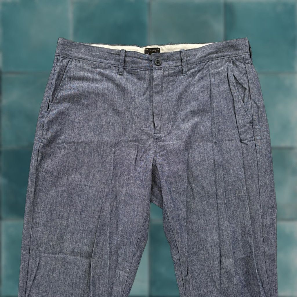 J.Crew VINTAGE J.CREW 770 Pants Mens 33x32 Blue Stretch Chambray Chino Straight Leg Preppy Camp Size US 33 - 1 Thumbnail