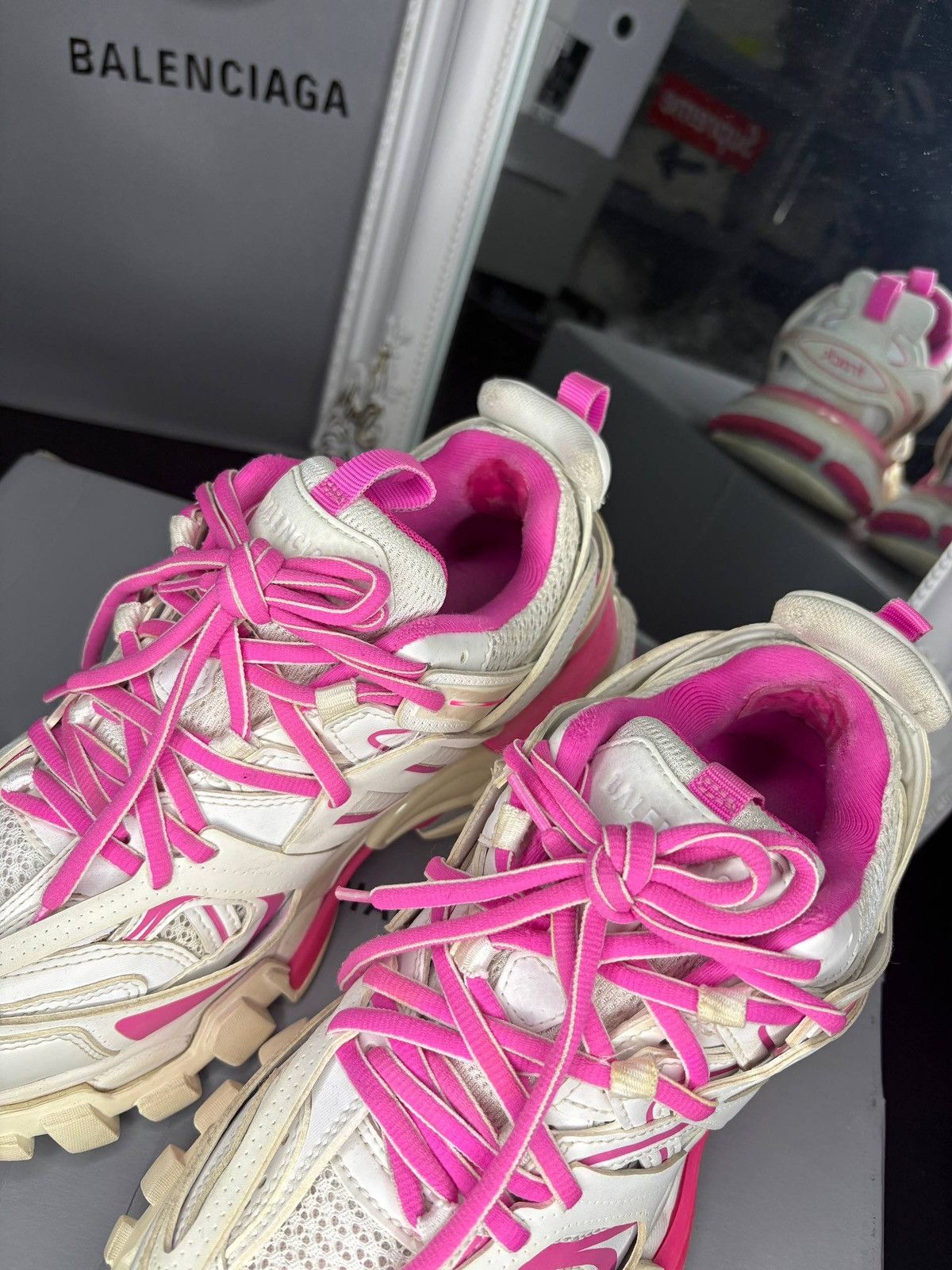 Balenciaga Balenciaga Track Sneakers – White / Fluorescent Pink Size US 7 / IT 37 - 3 Thumbnail