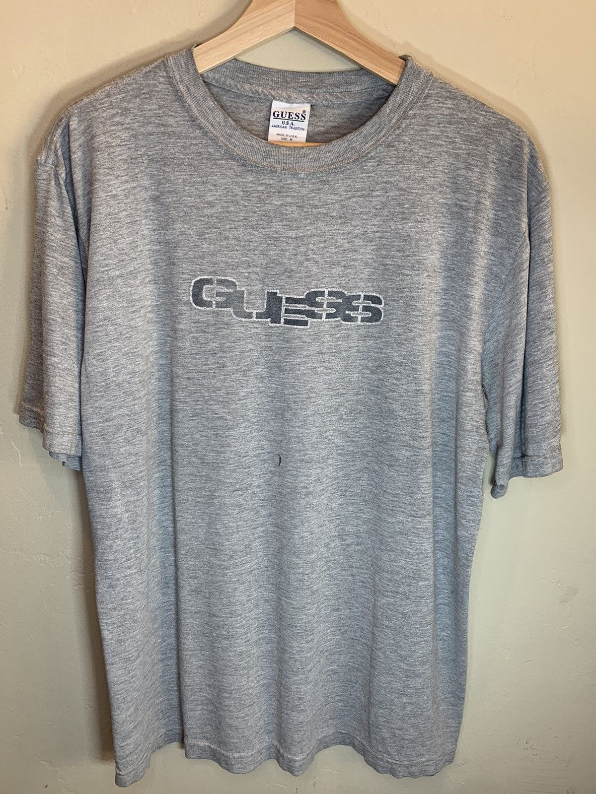 Guess *RARE* Vintage 80’s GUESS Faded Spellout Art USA-Made Shirt Size US M / EU 48-50 / 2 - 1 Thumbnail