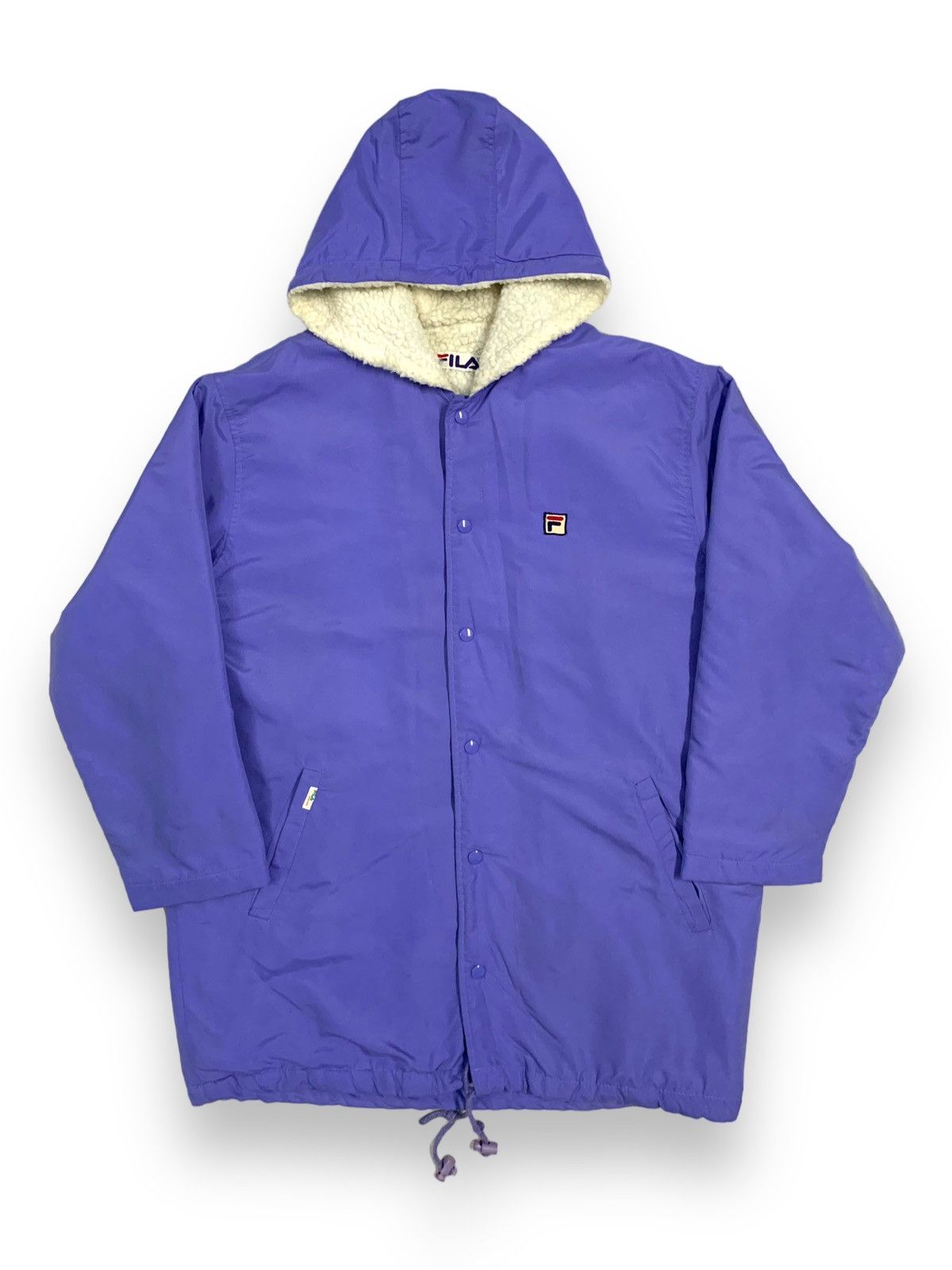 image of 90's Fila Biella Italia Sherpa Lined Hooded Jacket in Light Purple, Men's (Size XL)