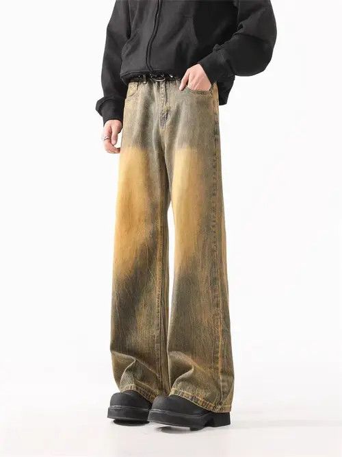VIBE Vintage Washed Yellow Clay Dyed Straight Leg Scrap Jeans Size US 32 / EU 48 - 1 Thumbnail