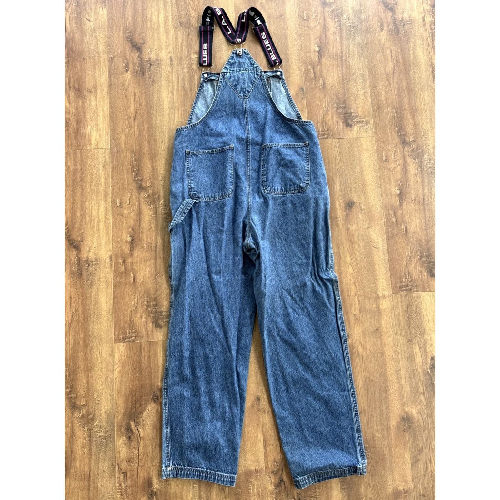 Vintage VINTAGE LA Blues Womens Medium Carpenter Overalls Denim Bib 90s Y2K Denim Bib Overalls Straight Jeans Size 32" / US 10 / IT 46 - 5 Thumbnail