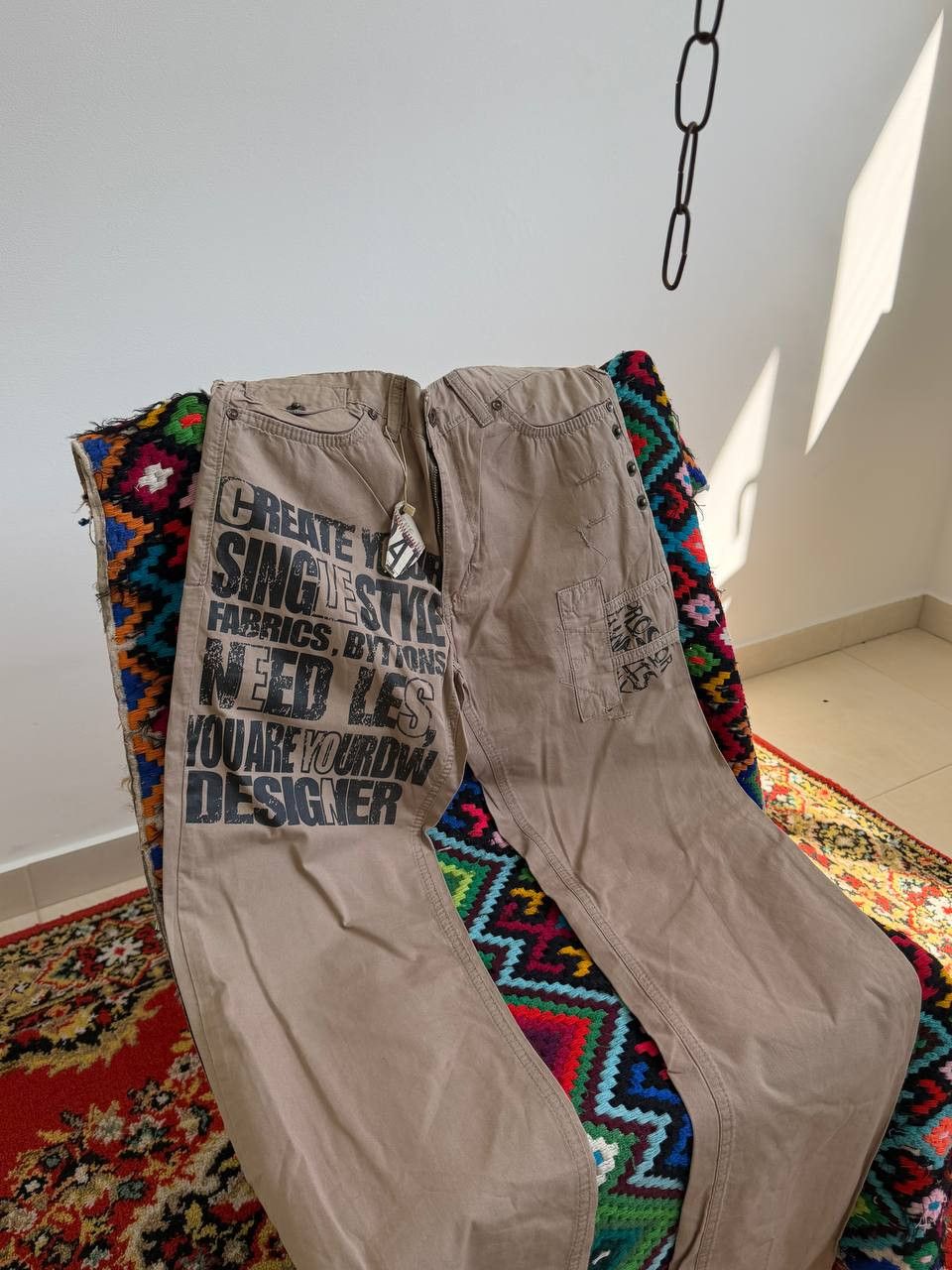 Japanese Brand 90s🔥🔥Jean Paul Gaultier Styled painted cargo pants jeans Size US 30 / EU 46 - 2 Thumbnail