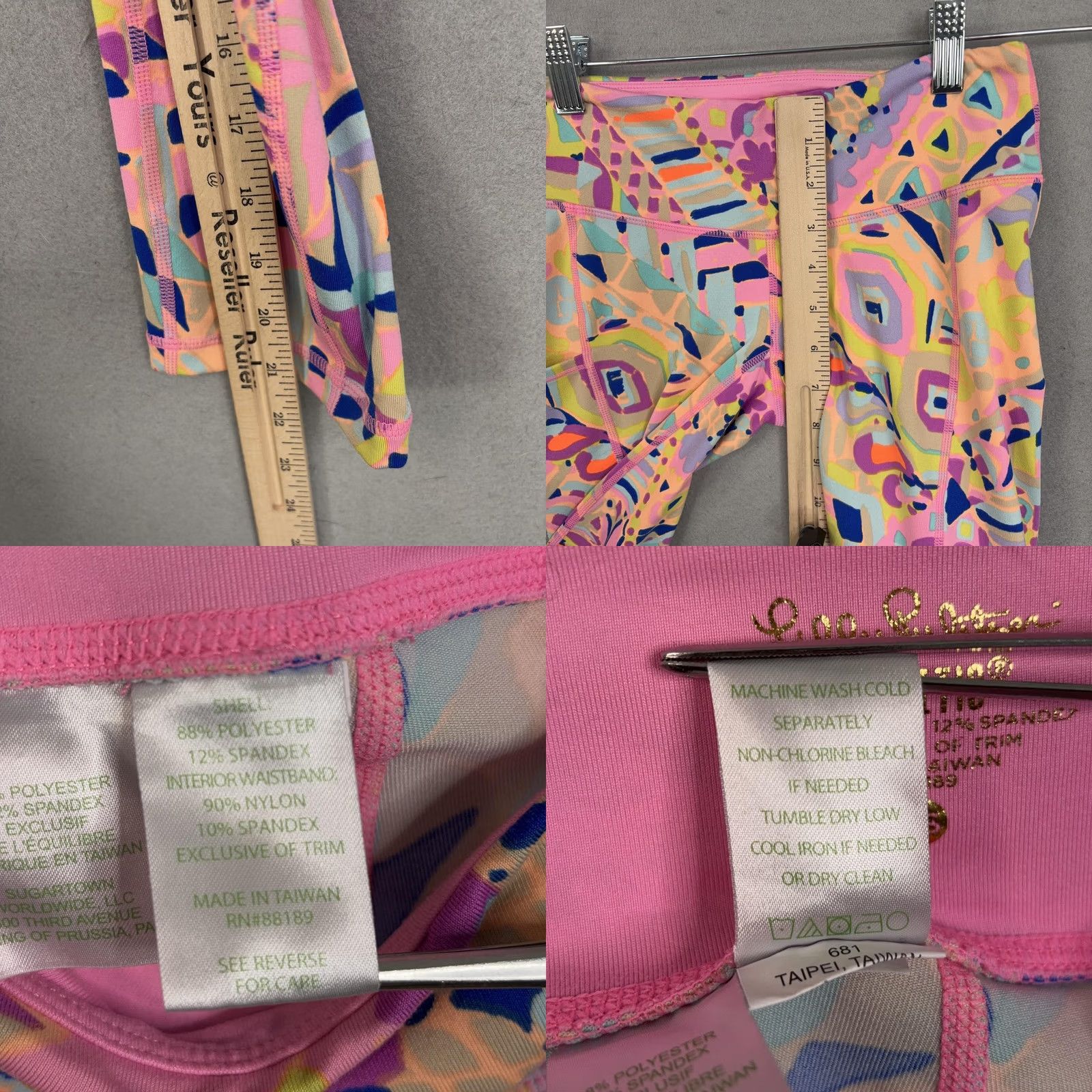 Lilly Pulitzer Lilly Pulitzer Leggings Womens XS Capri Yoga Preppy Luxletic Multicolor Pattern Pink Geometric Skinny Pull On Capris Size 26" / US 2 / IT 38 - 9 Thumbnail