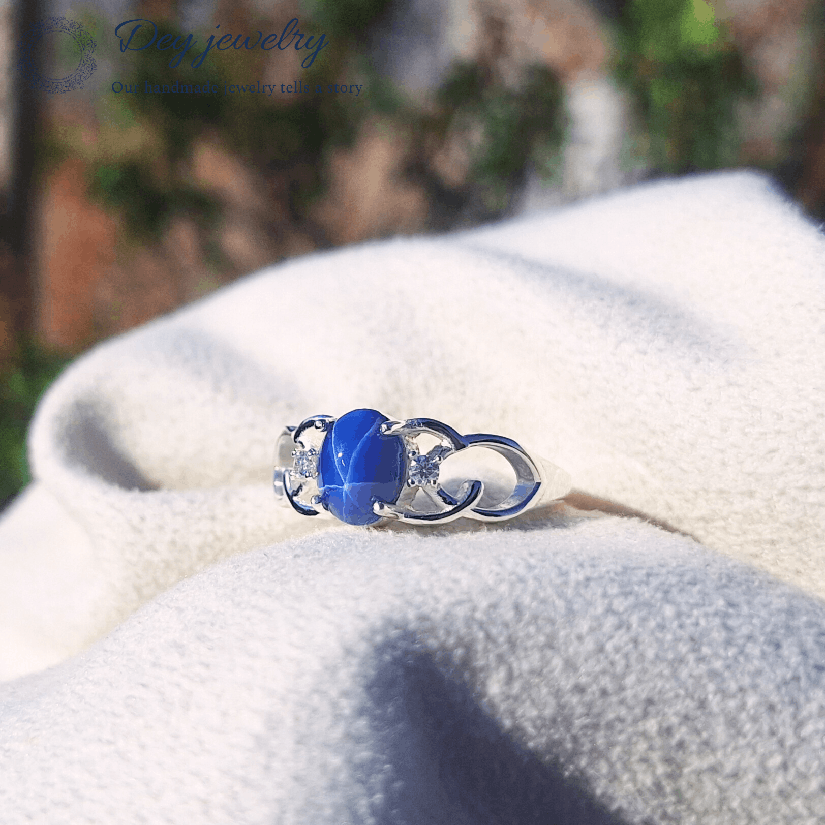 Other Star Blue Sapphire Ring 925 Sterling Silver For Anniversary Size ONE SIZE - 3 Thumbnail