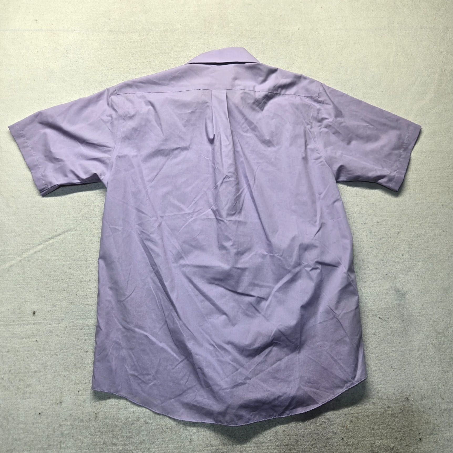 Stafford Stafford Shirt Button-Up Adult Men Purple 17.5 17 1/2 Short Sleeve Solid Cotton Blend Size 17.5 Purple Shirt Men Size US XXL / EU 58 / 5 - 7 Thumbnail