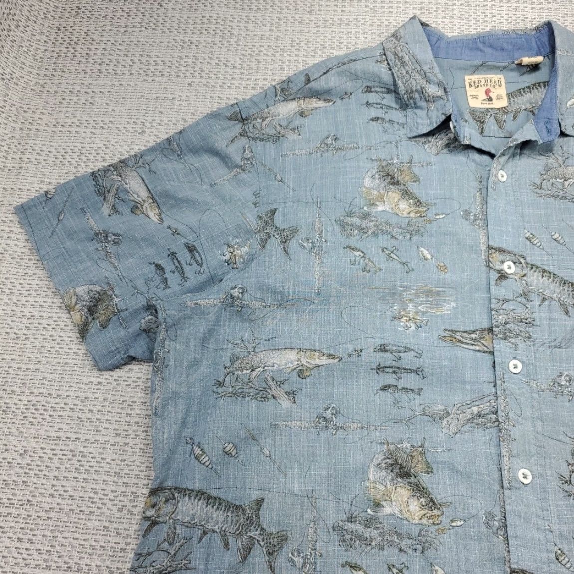 Vintage Red Head Mens 2XL Shirt Button-Up Outdoor Fishing Lures All Over Hunter Fisherman Camp Size US XXL / EU 58 / 5 - 3 Thumbnail