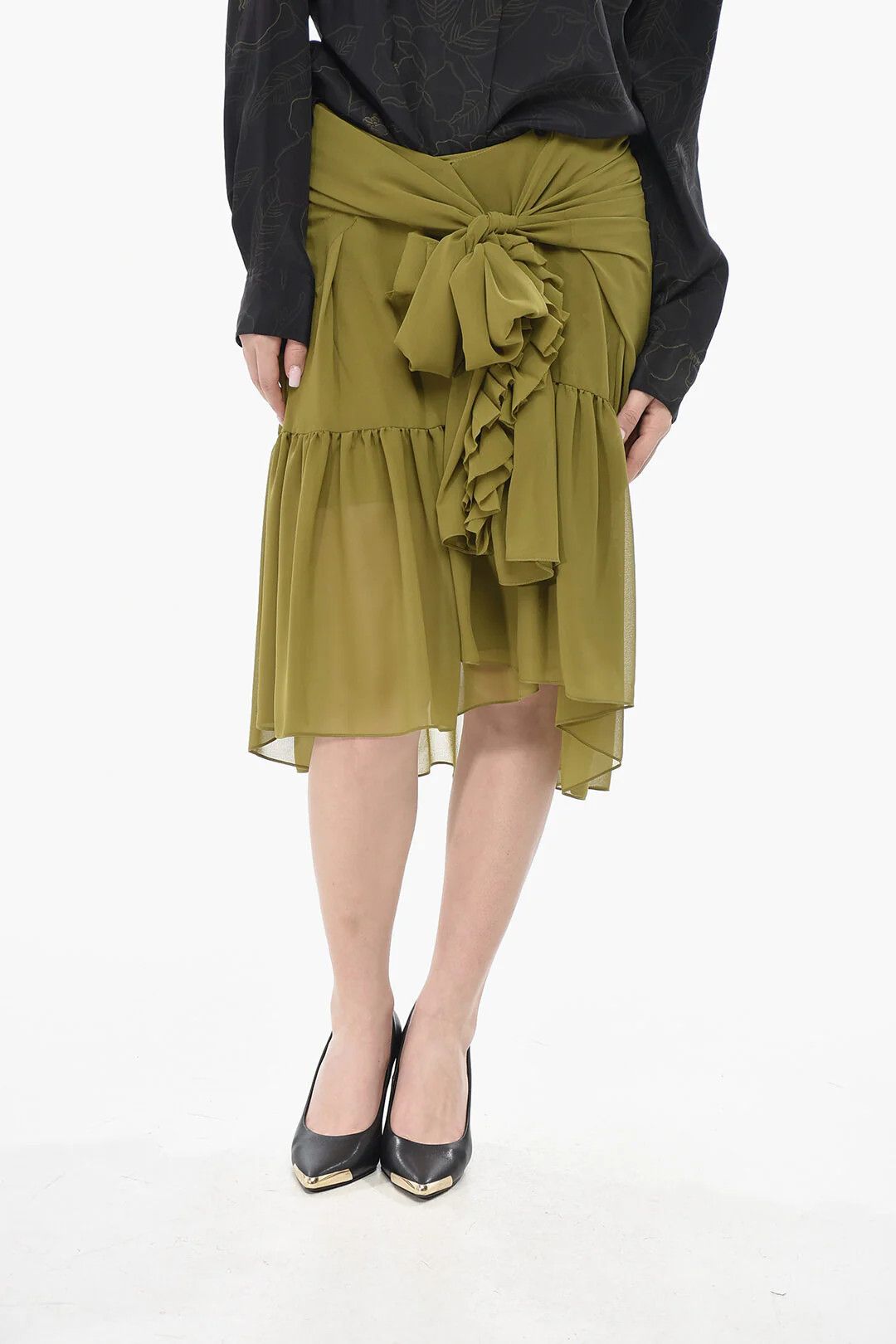 Dries Van Noten og1mm0426 Chiffon Tiered Skirt in Purple Size 30" / US 8 / IT 44 - 1 Thumbnail